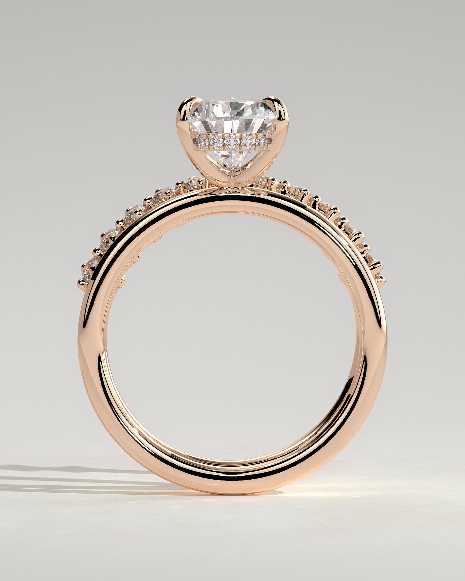 Xanthe - Double Band Pear Solitaire - 18k Rose Gold