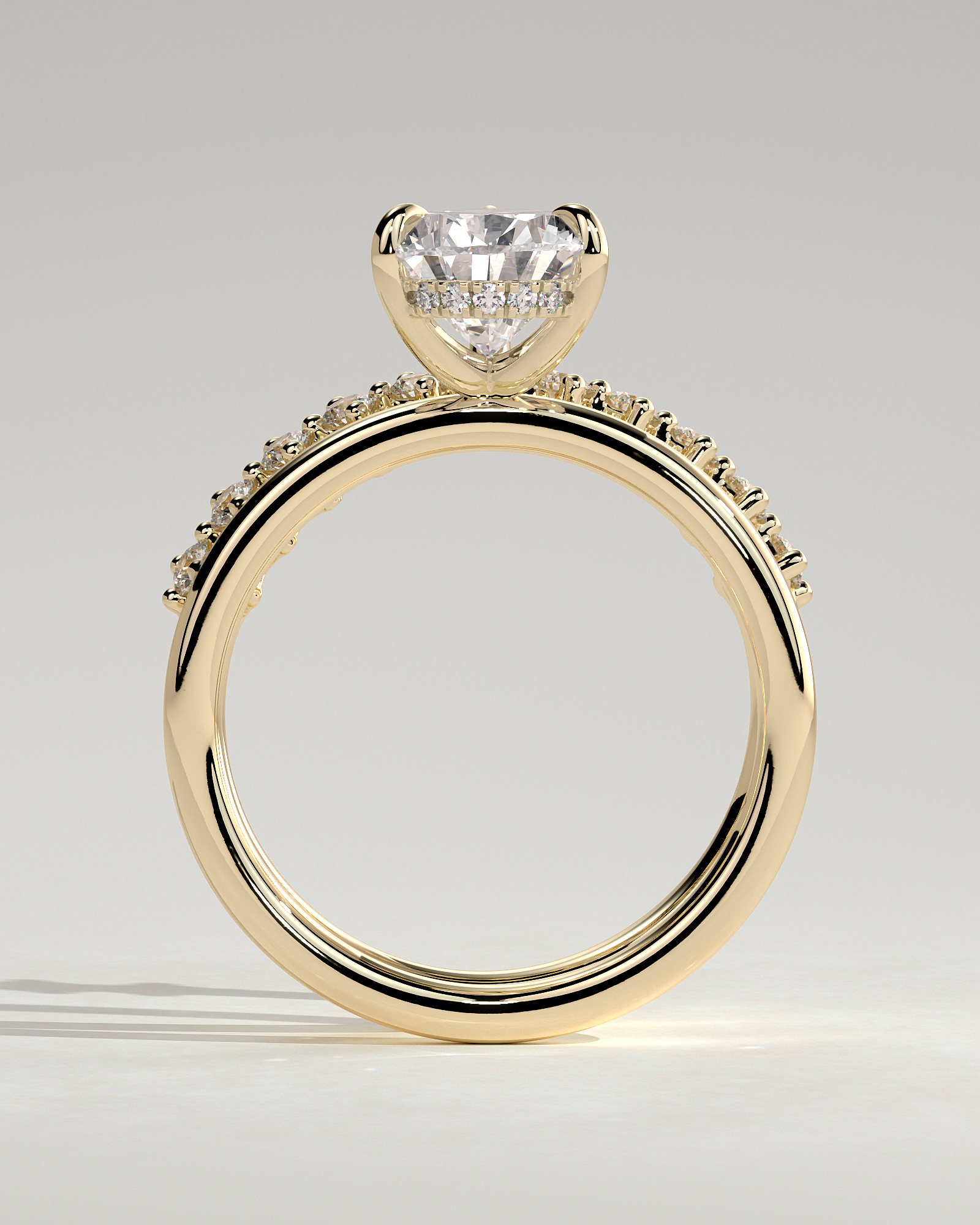 Xanthe - Double Band Pear Solitaire - 18k Yellow Gold