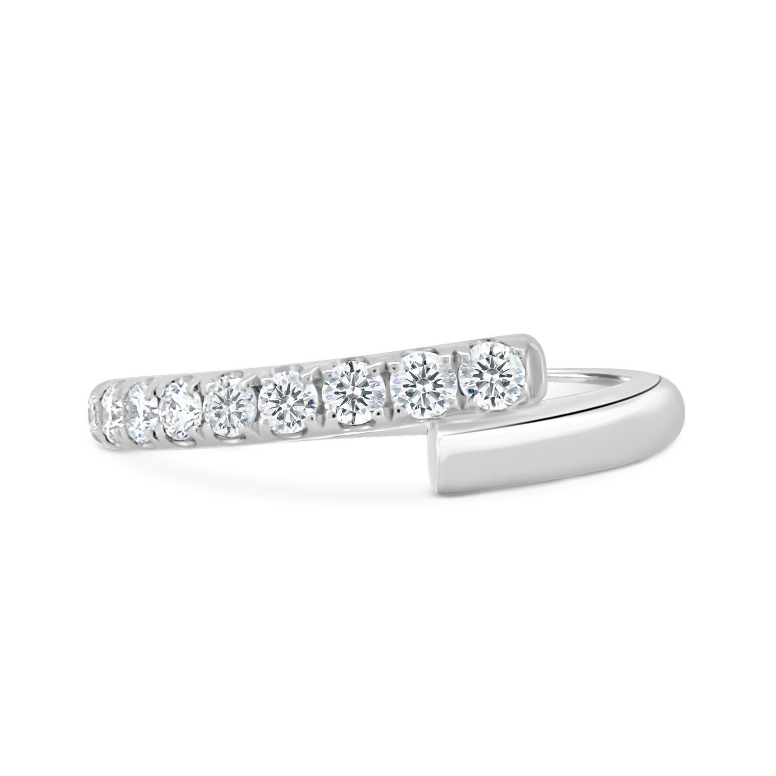 Yuki - Half Pave Wrap Ring - 18k White Gold