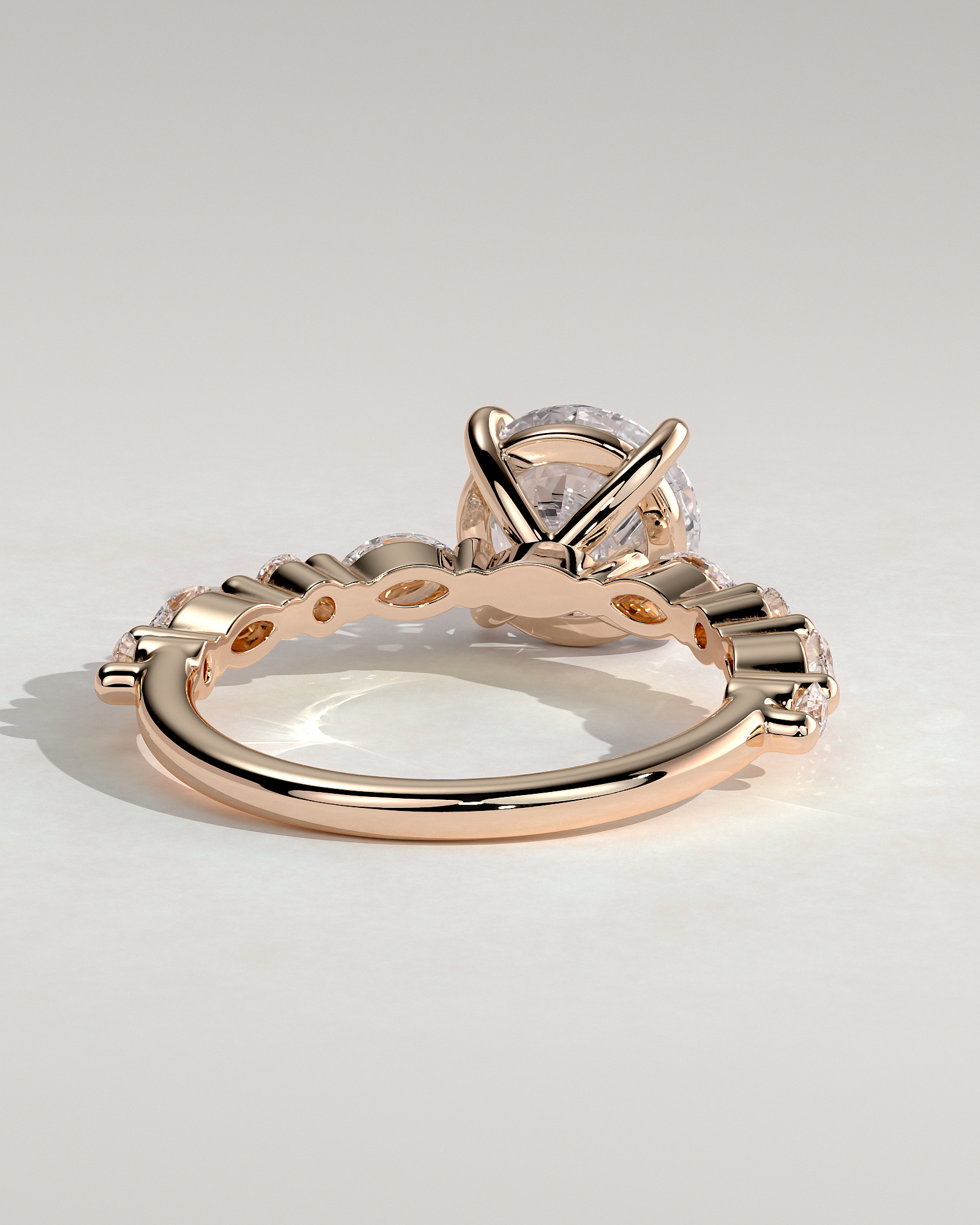 Zade - Round Solitaire with Accent Band - 18k Rose Gold