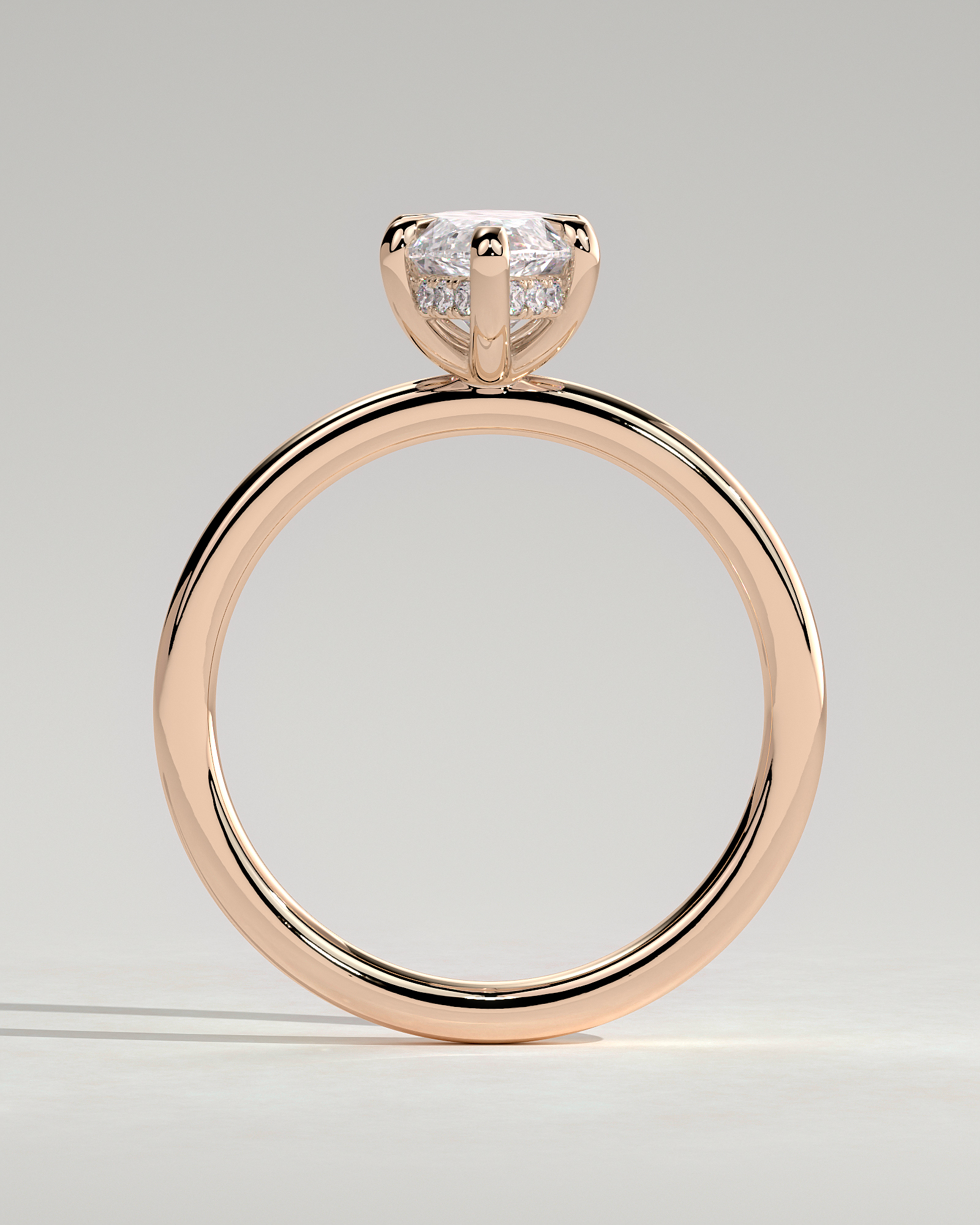 Zariyah - Marquise Solitaire with 6 Claw Setting and Hidden Halo - 18k Rose Gold