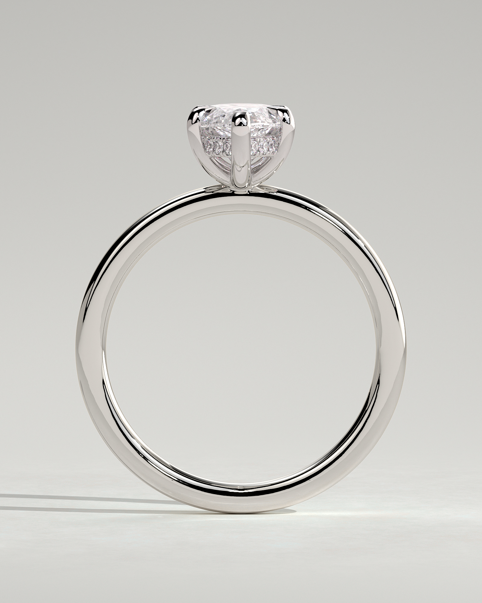 Zariyah - Marquise Solitaire with 6 Claw Setting and Hidden Halo - 18k White Gold