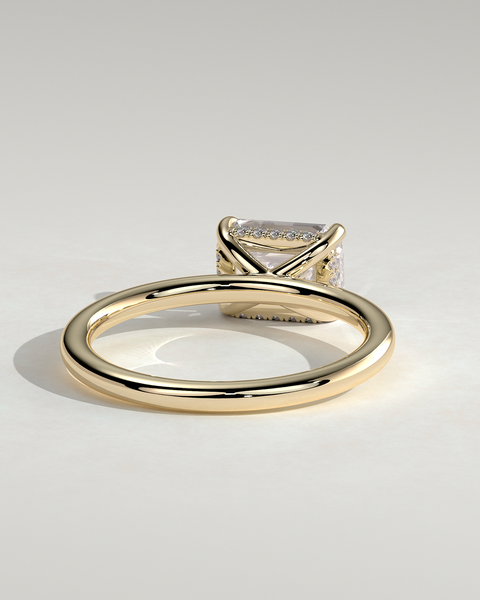 Zayla - 4 Claw East West Emerald with Hidden Halo - 18k Yellow Gold