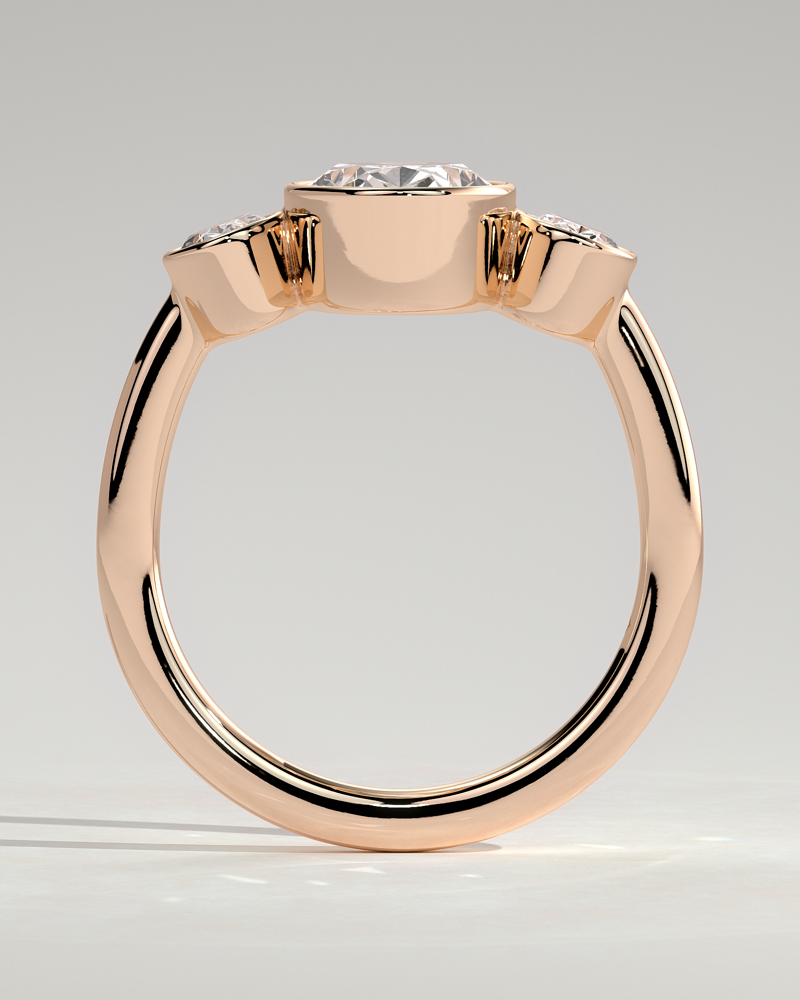 Zelda - Bezel Set Oval Trilogy - 18k Rose Gold
