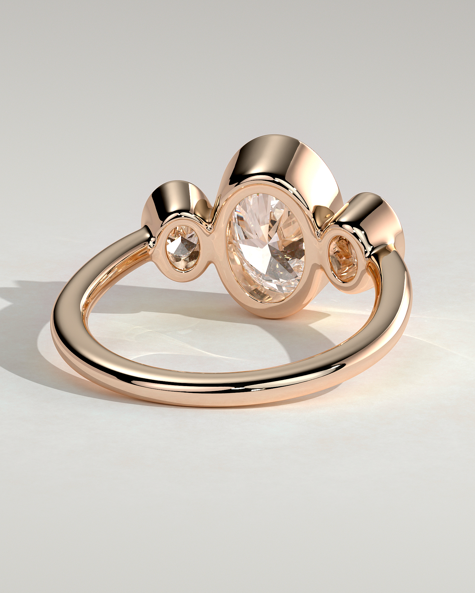 Zelda - Bezel Set Oval Trilogy - 18k Rose Gold