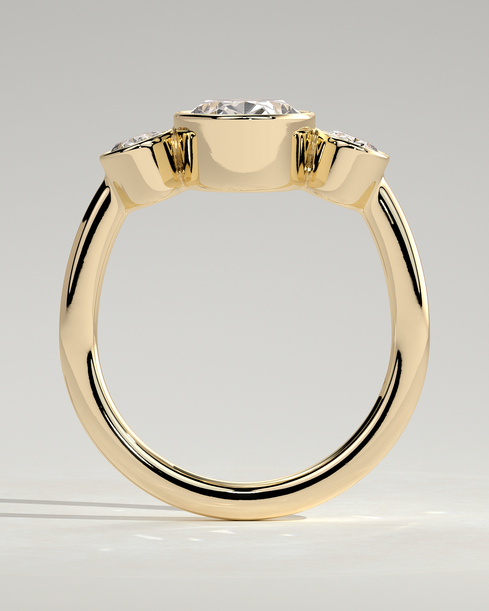 Zelda - Bezel Set Oval Trilogy - 18k Yellow Gold