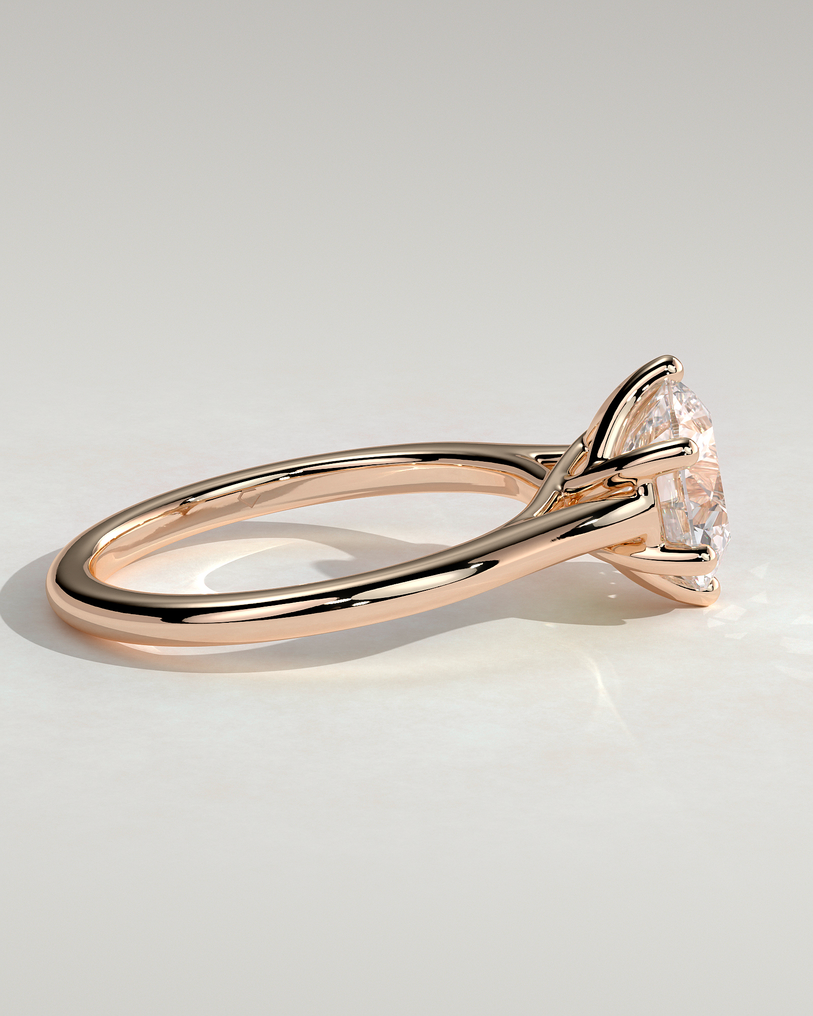 Zya - 6 Claw Cathedral Round Solitaire - 18k Rose Gold