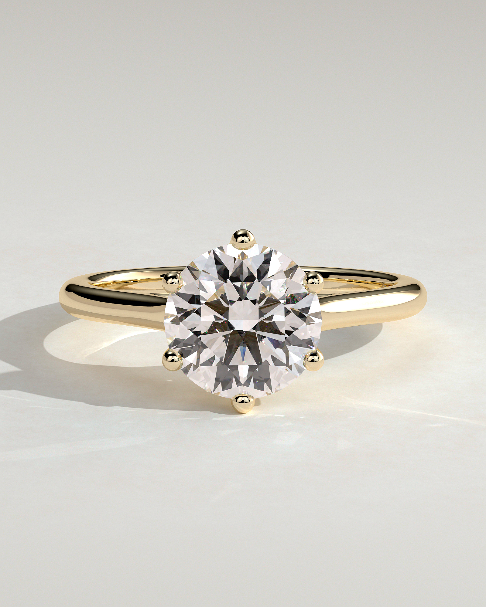Zya - 6 Claw Cathedral Round Solitaire - 18k Yellow Gold