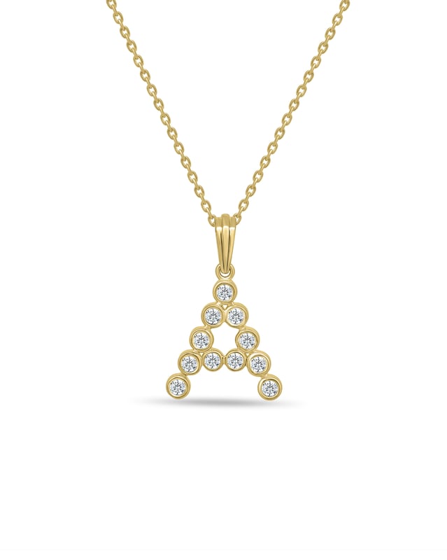 Initial Bezel Pendant with Chain — A