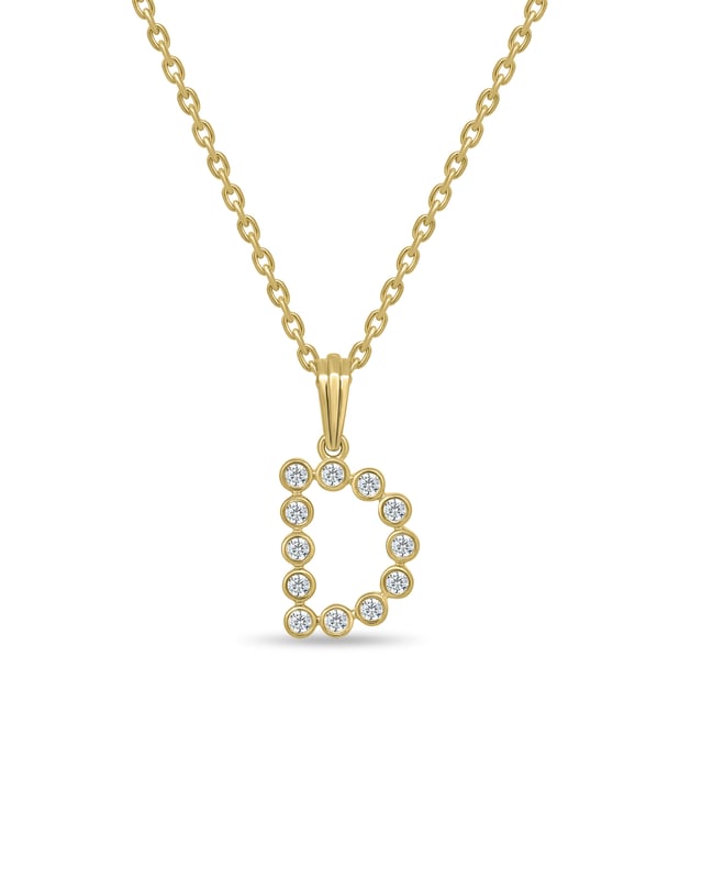 Initial Bezel Pendant with Chain — D