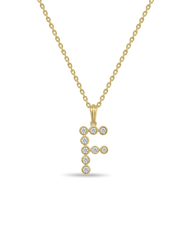 Initial Bezel Pendant with Chain — F