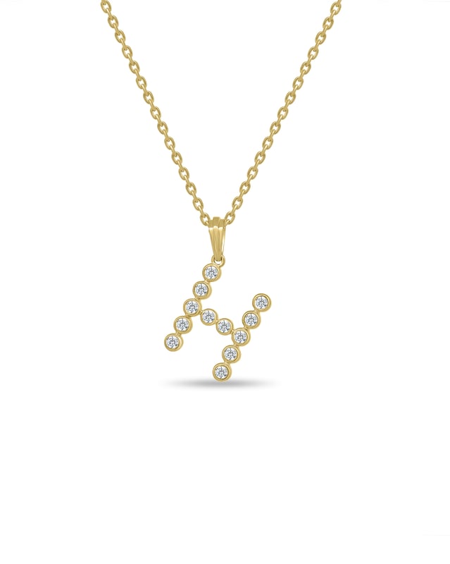 Initial Bezel Pendant with Chain — H