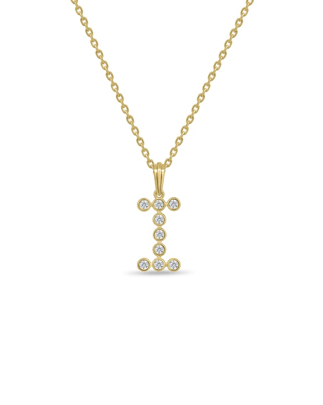 Initial Bezel Pendant with Chain — I