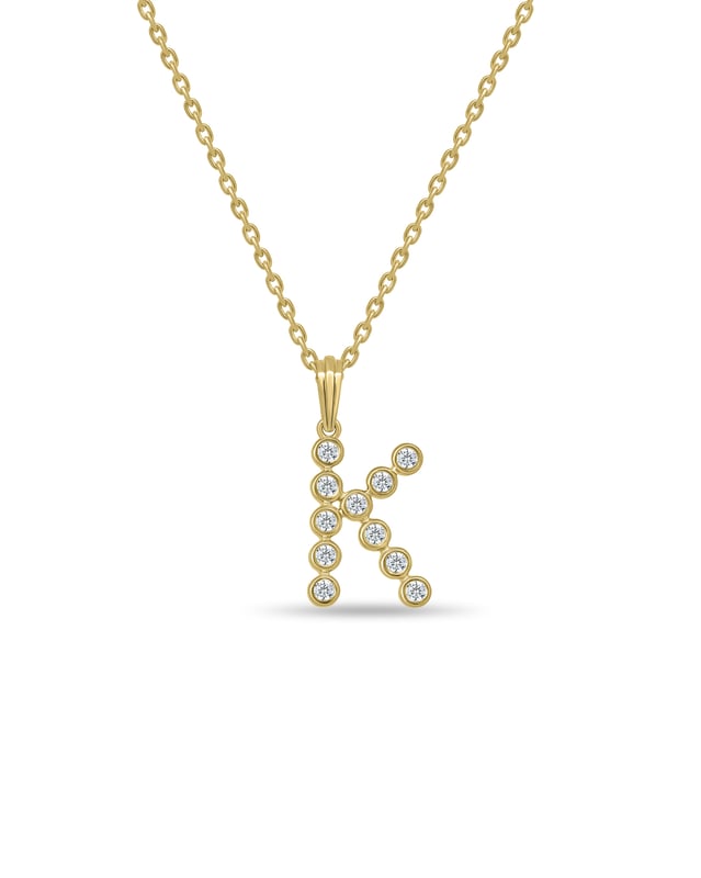 Initial Bezel Pendant with Chain — K