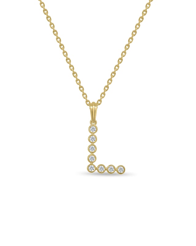 Initial Bezel Pendant with Chain — L