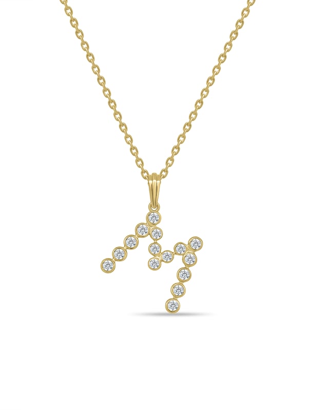 Initial Bezel Pendant with Chain — M