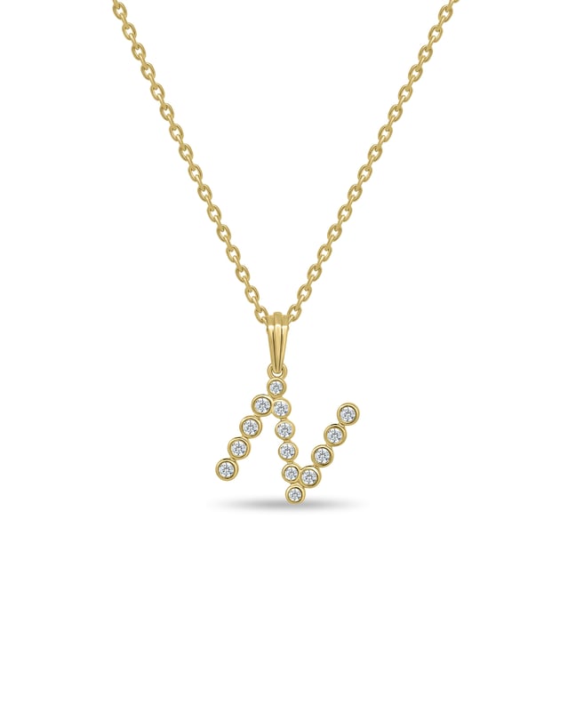 Initial Bezel Pendant with Chain — N