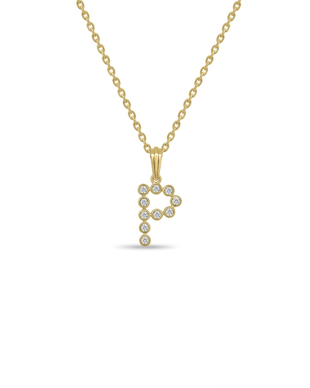 Initial Bezel Pendant with Chain — P