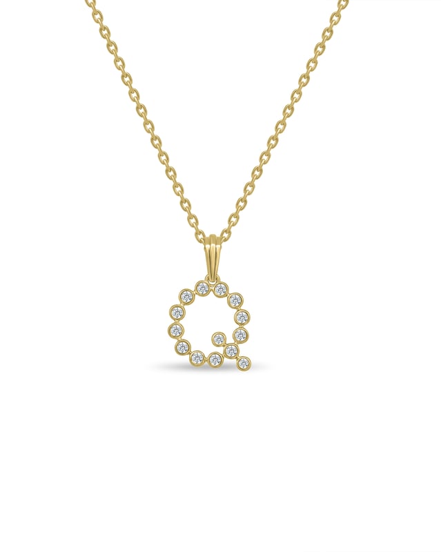 Initial Bezel Pendant with Chain — Q