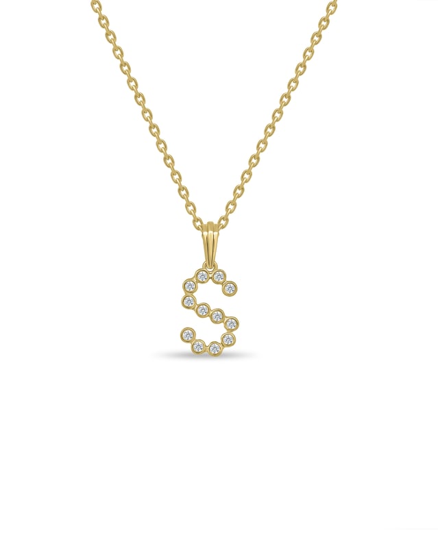 Initial Bezel Pendant with Chain — S