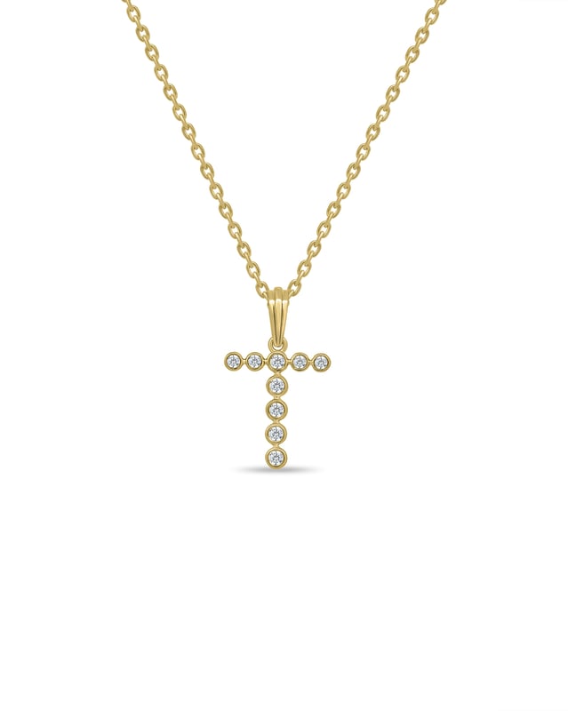 Initial Bezel Pendant with Chain — T