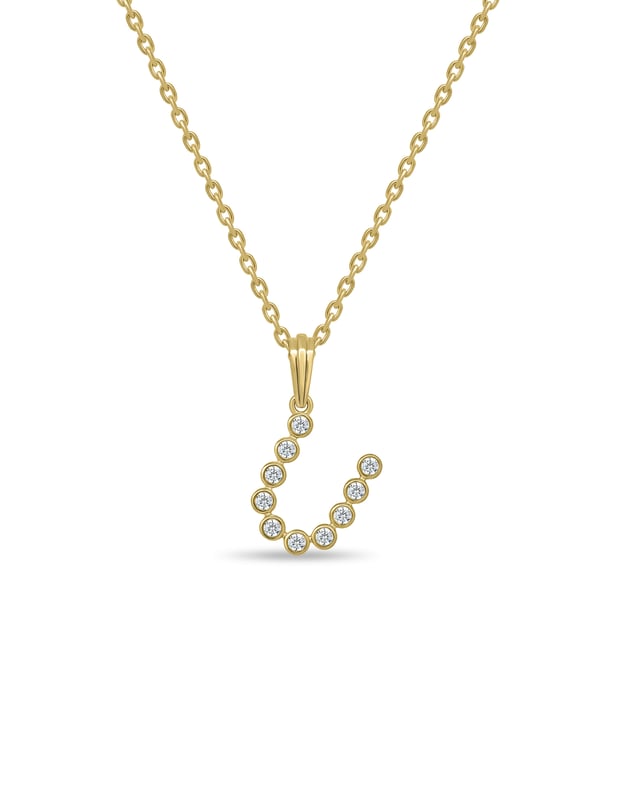 Initial Bezel Pendant with Chain — U
