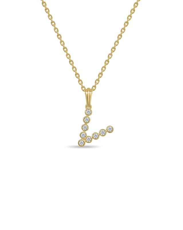 Initial Bezel Pendant with Chain — V