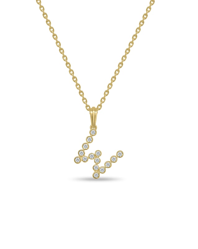 Initial Bezel Pendant with Chain — W