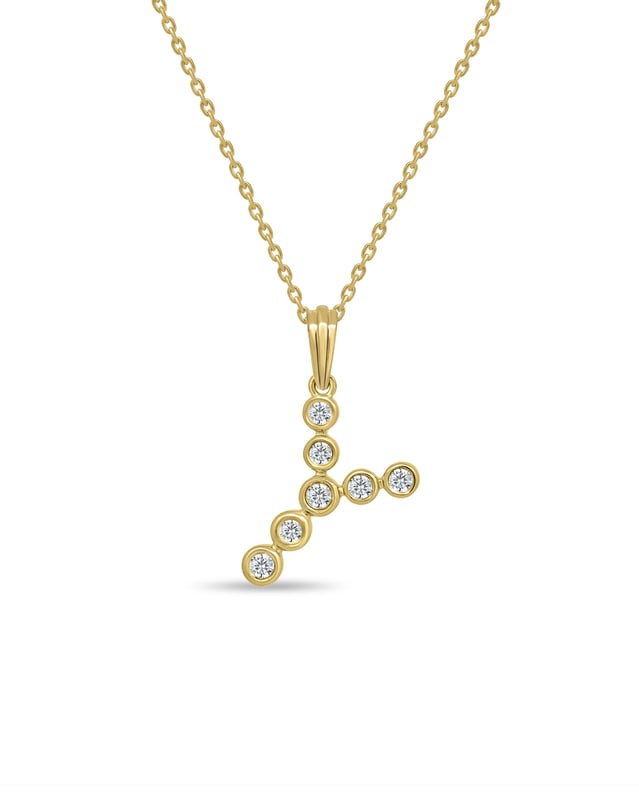 Initial Bezel Pendant with Chain — Y