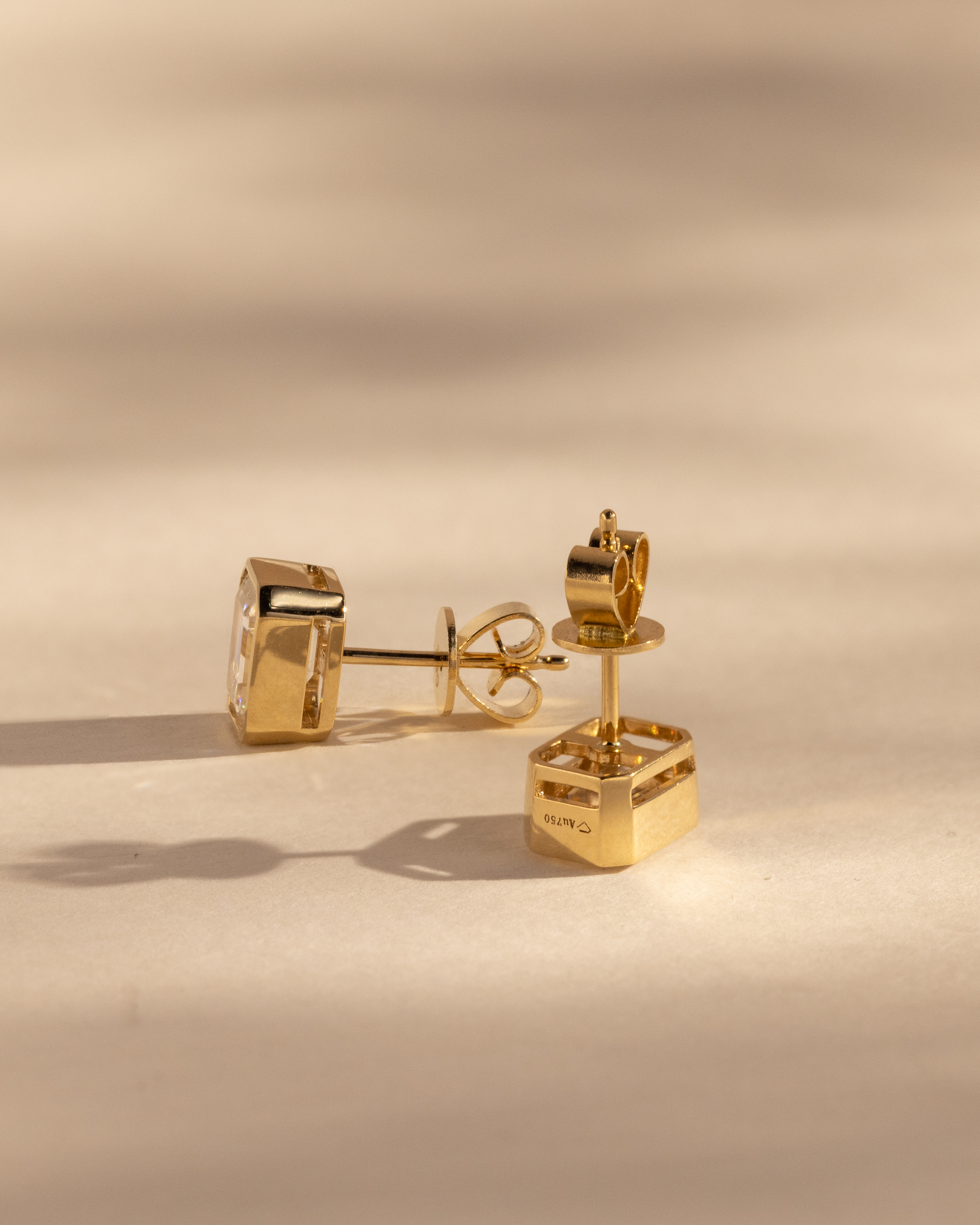 Kara - Emerald Bezel Earrings Lifestyle Image