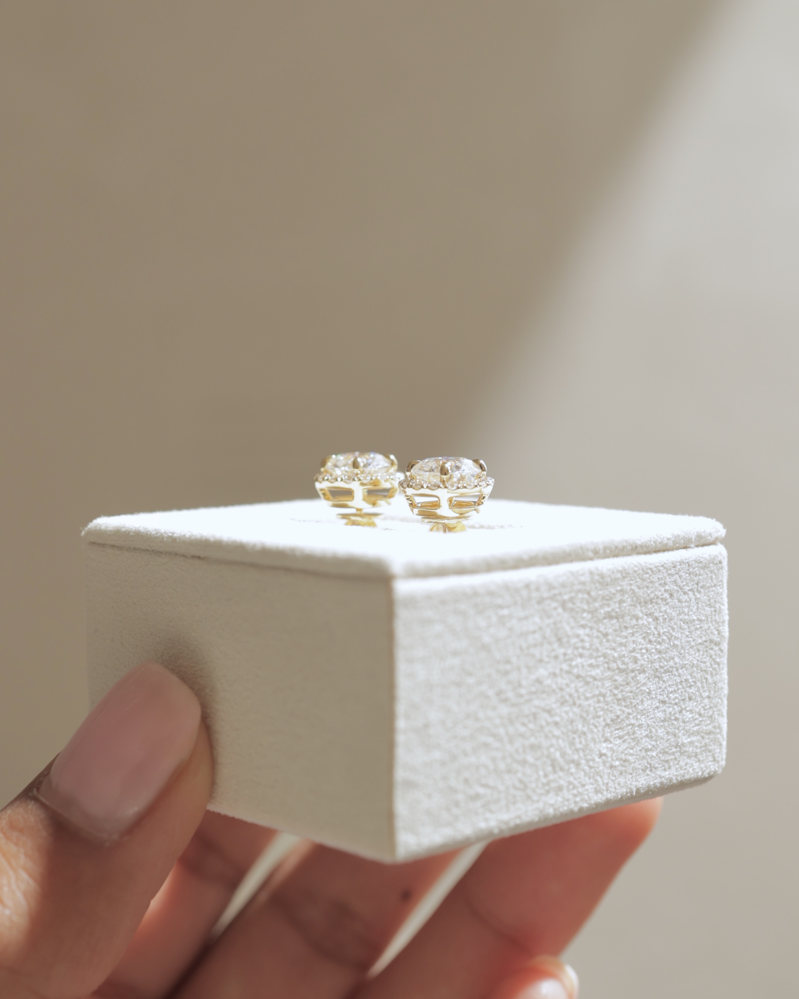 Laurel - Round Halo Earrings Lifestyle Image