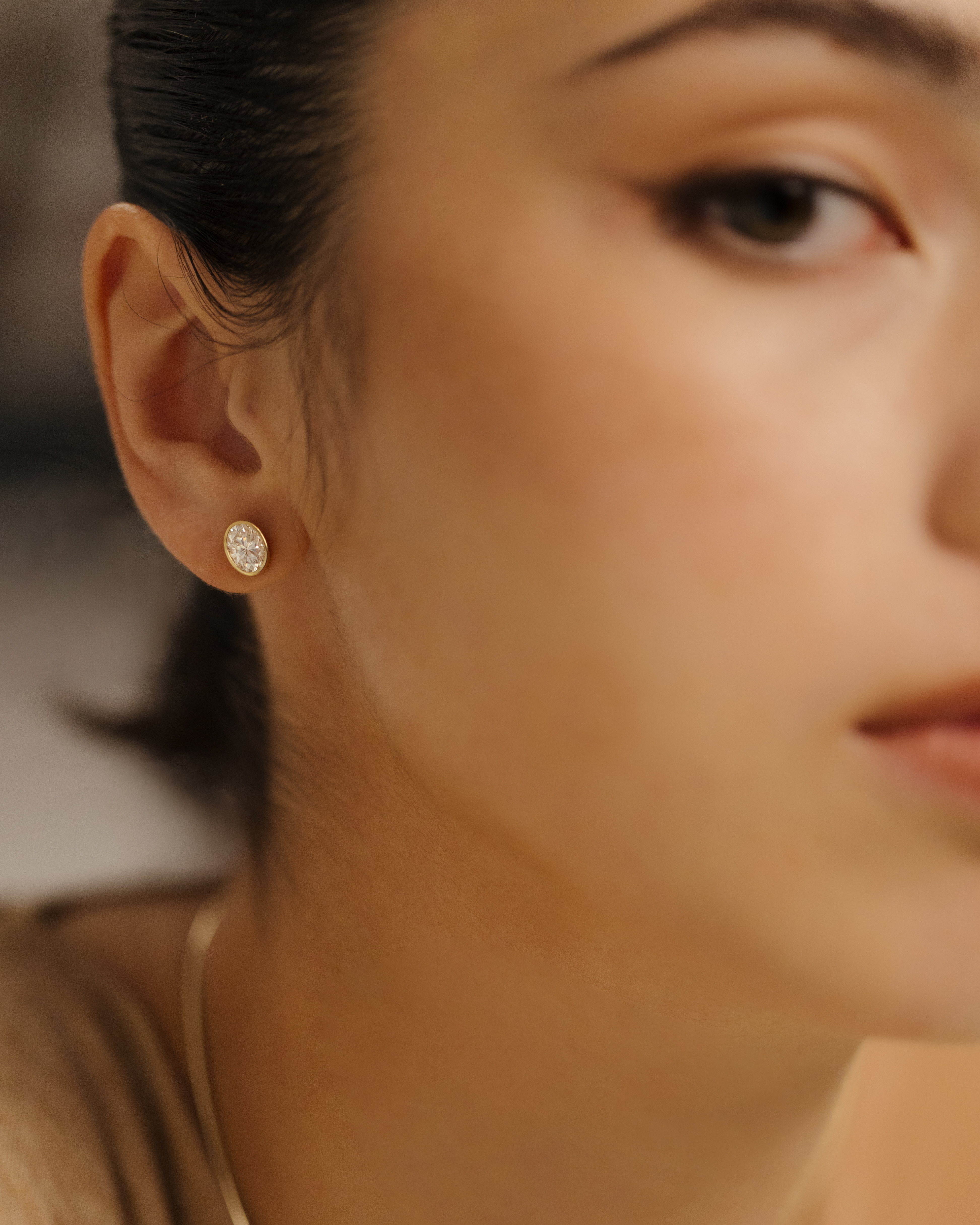 Miriam - Oval Bezel Earrings Lifestyle Image