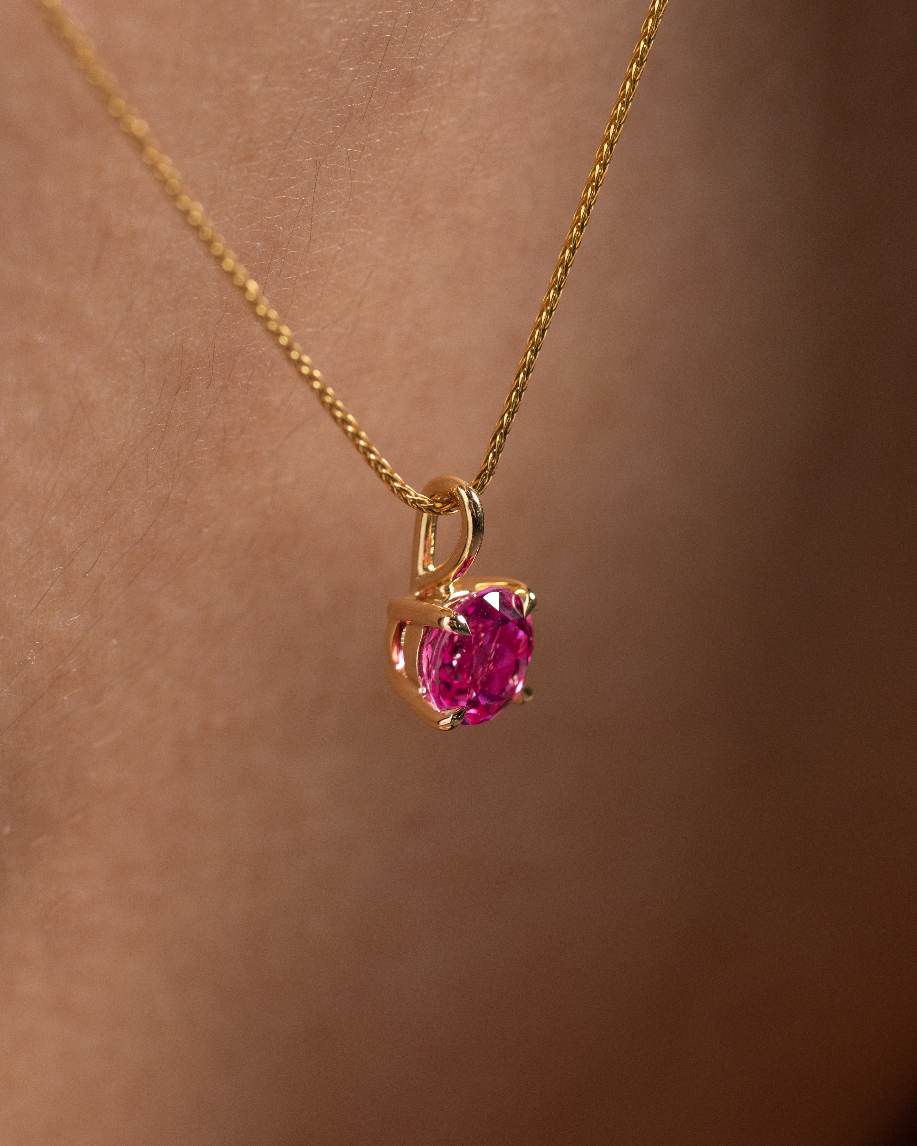 Alicia  Round Pink Sapphire Pendant Lifestyle Image