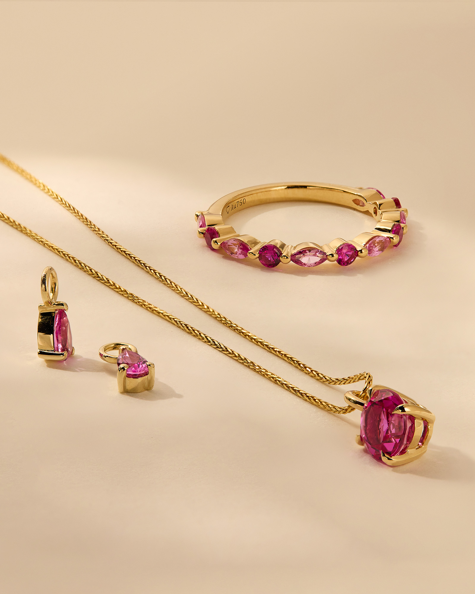 Alicia  Round Pink Sapphire Pendant Lifestyle Image