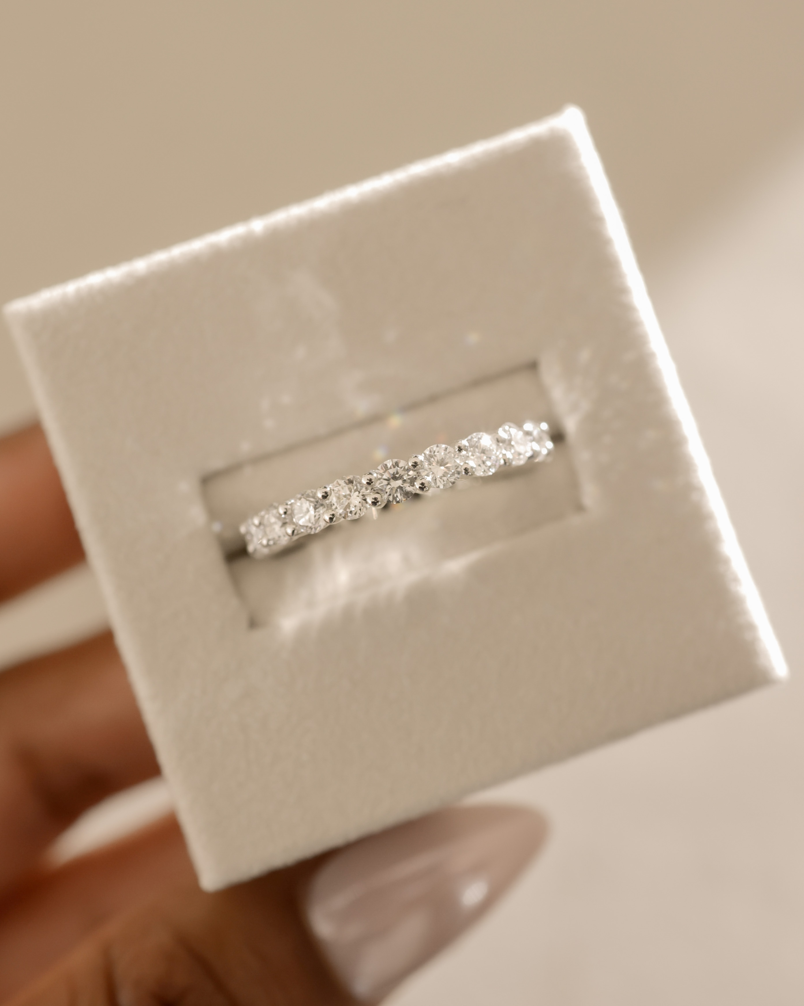 Abbey - Round Stone Eternity Wedding Ring Lifestyle Image