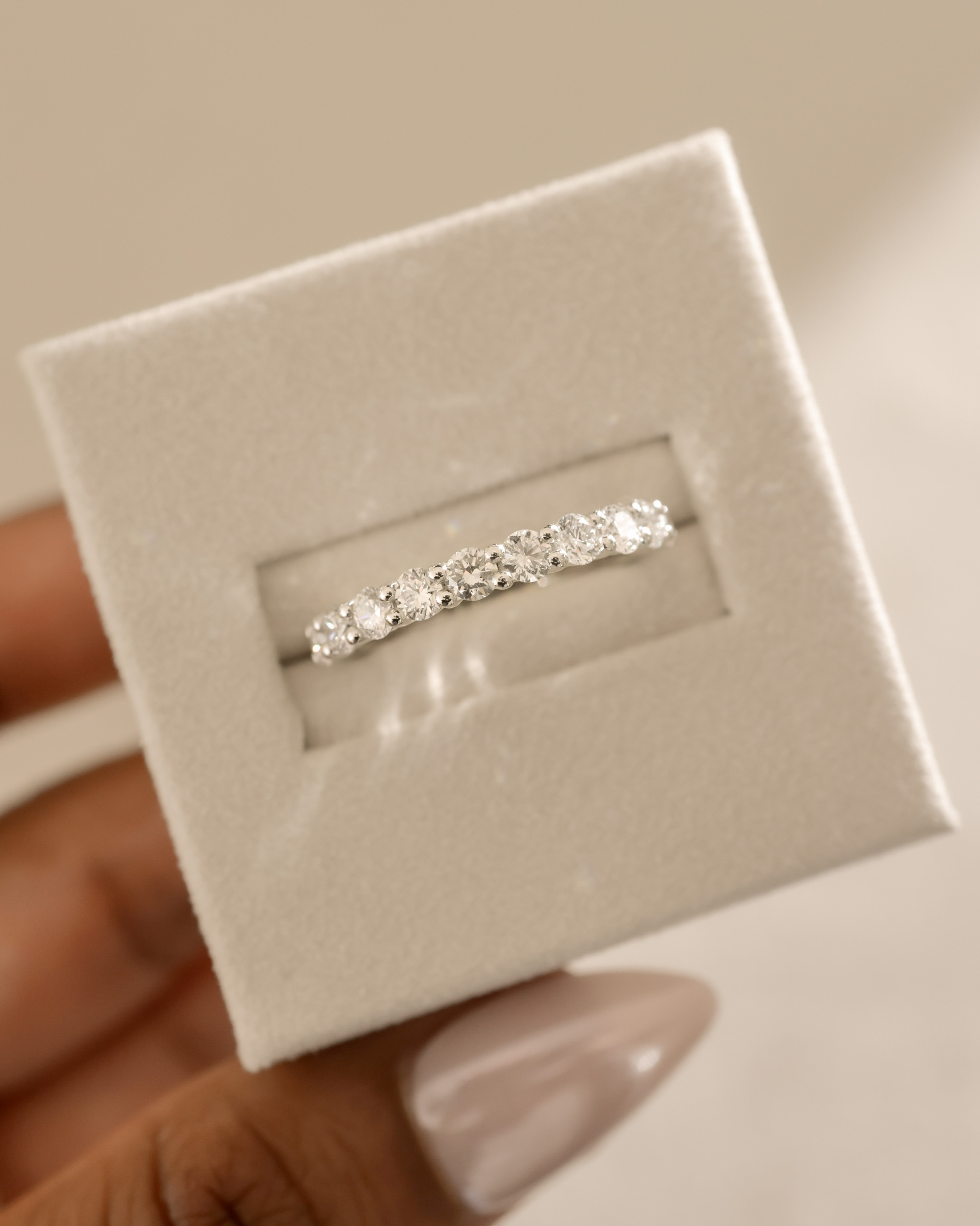 Abbey - Round Stone Eternity Wedding Ring Lifestyle Image