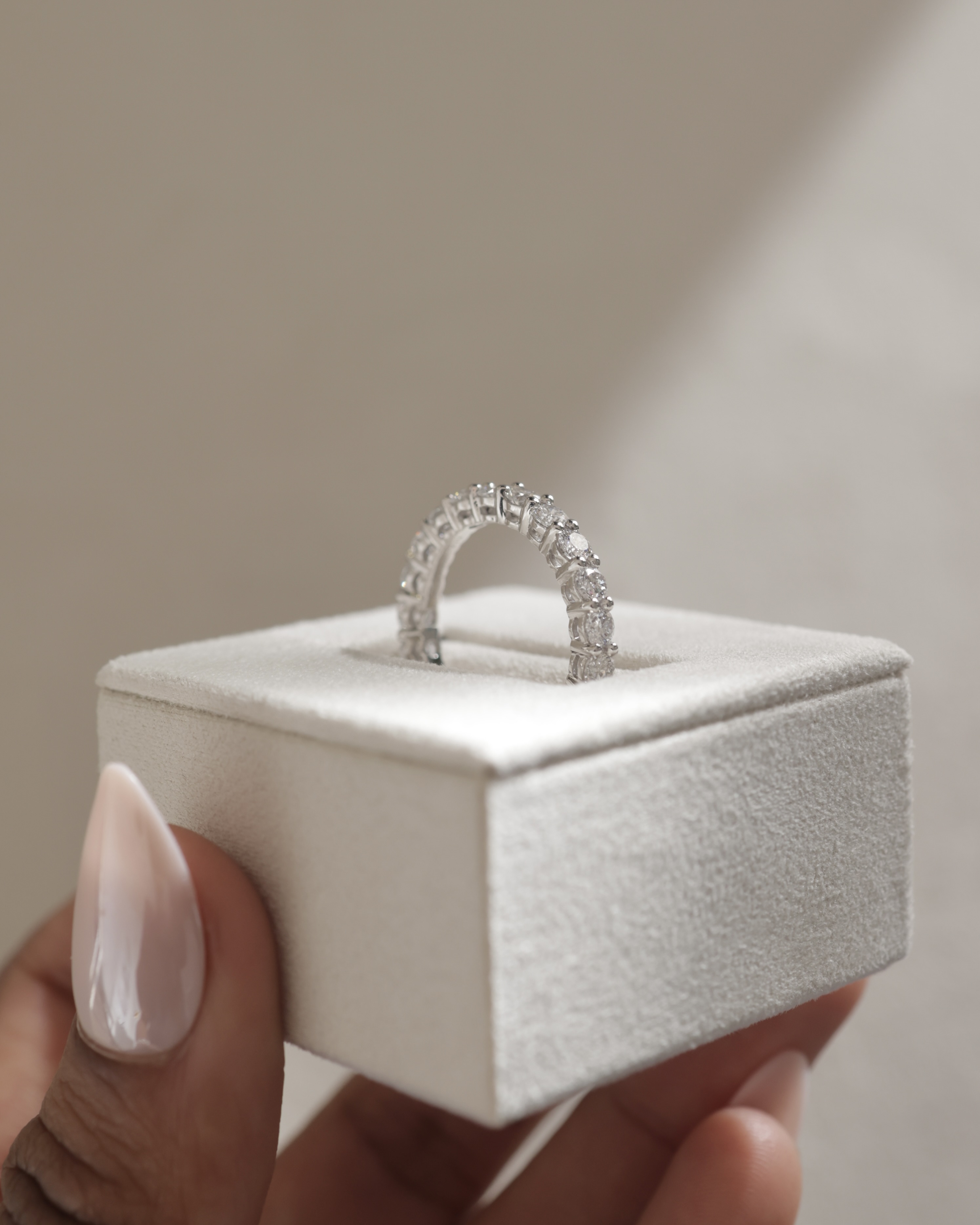 Abbey - Round Stone Eternity Wedding Ring Lifestyle Image