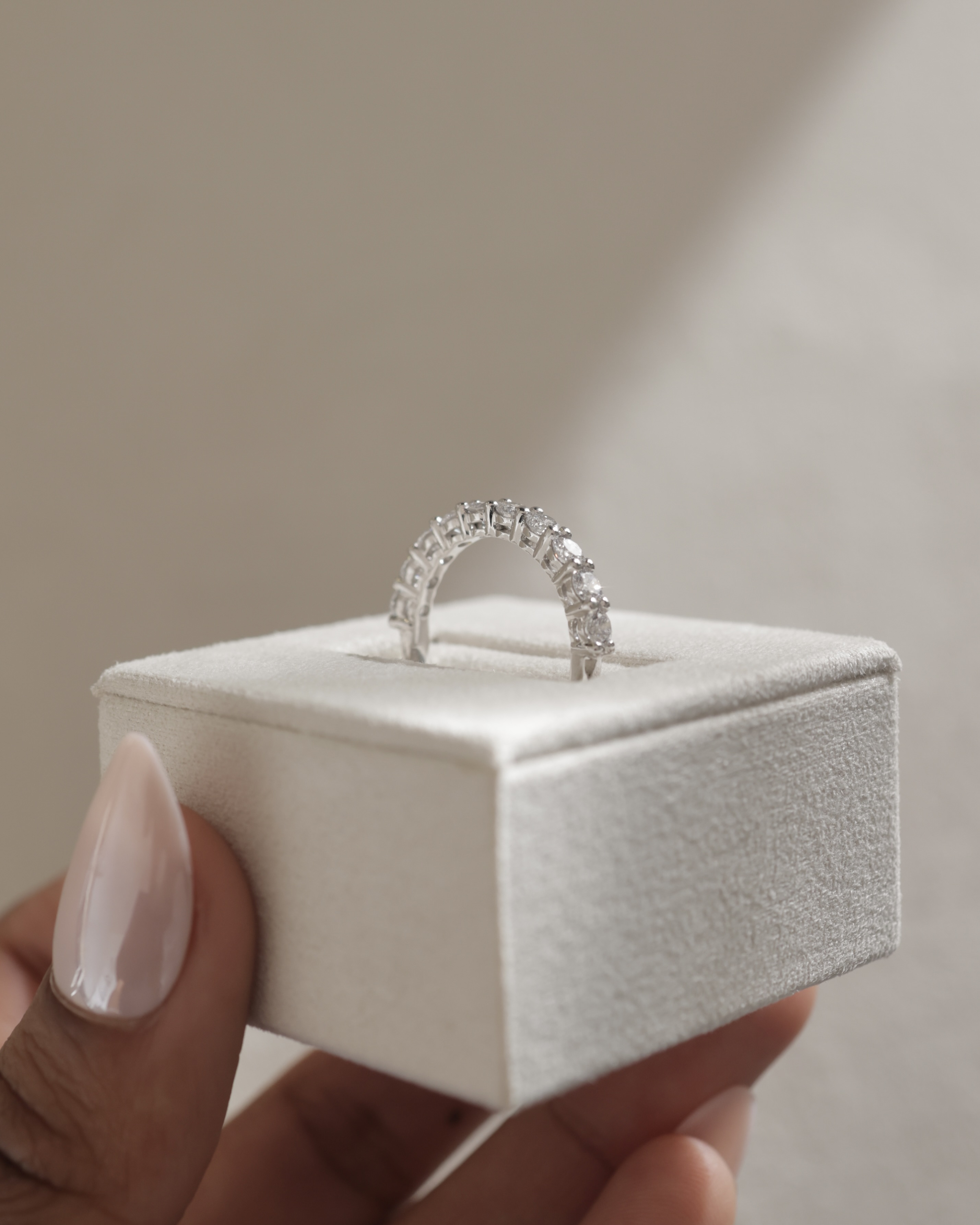 Abbey - Round Stone Eternity Wedding Ring Lifestyle Image