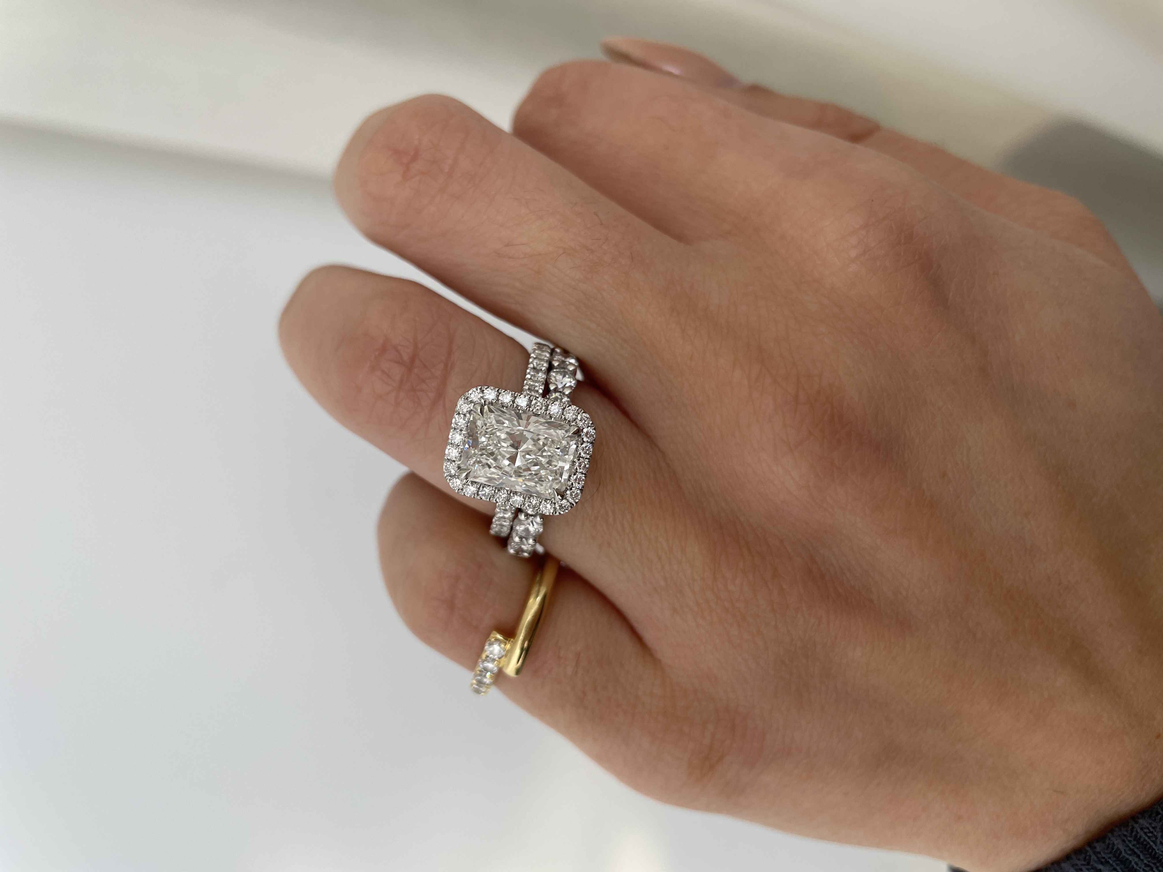 Abbey - Round Stone Eternity Wedding Ring Lifestyle Image