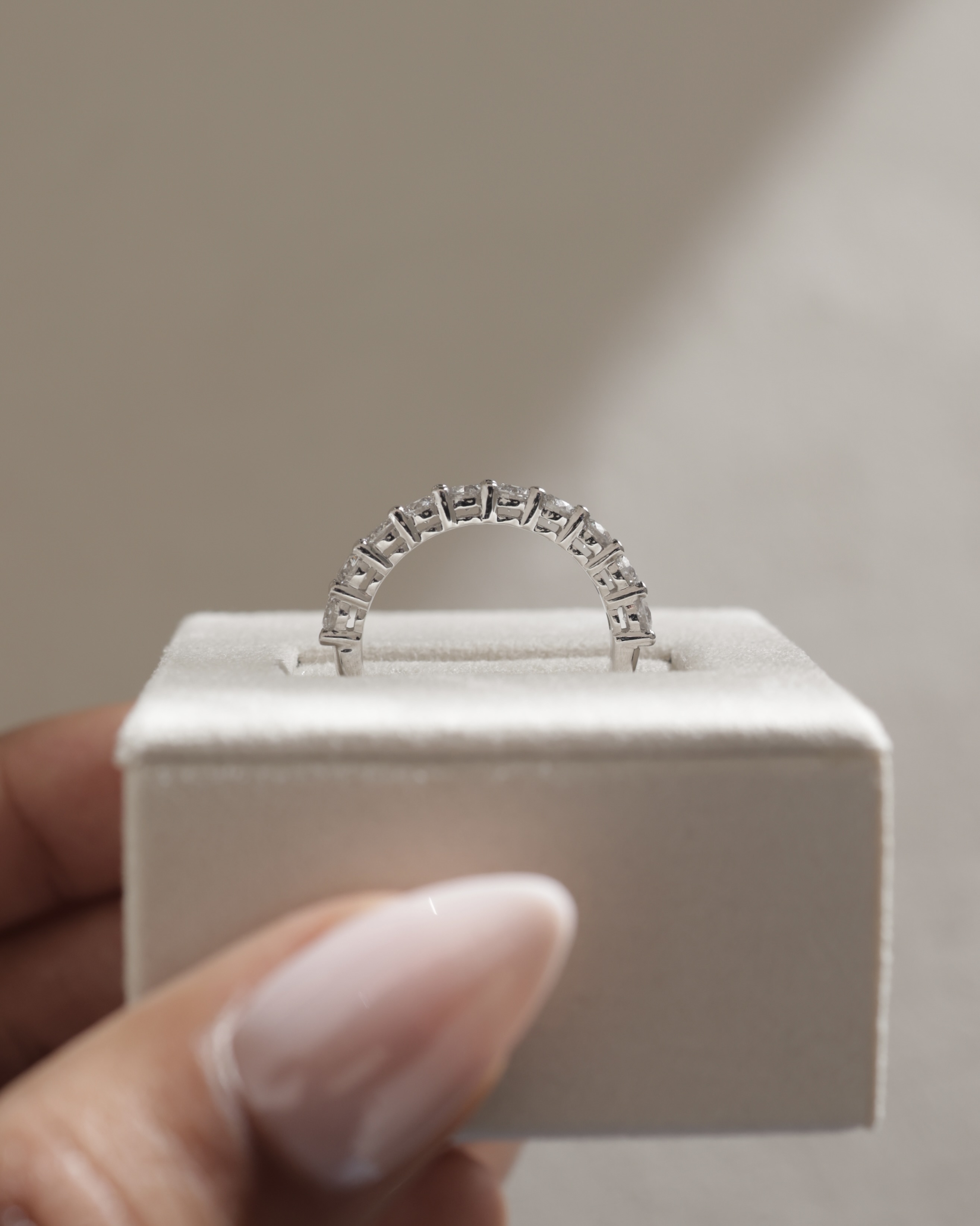 Abbey - Round Stone Eternity Wedding Ring Lifestyle Image