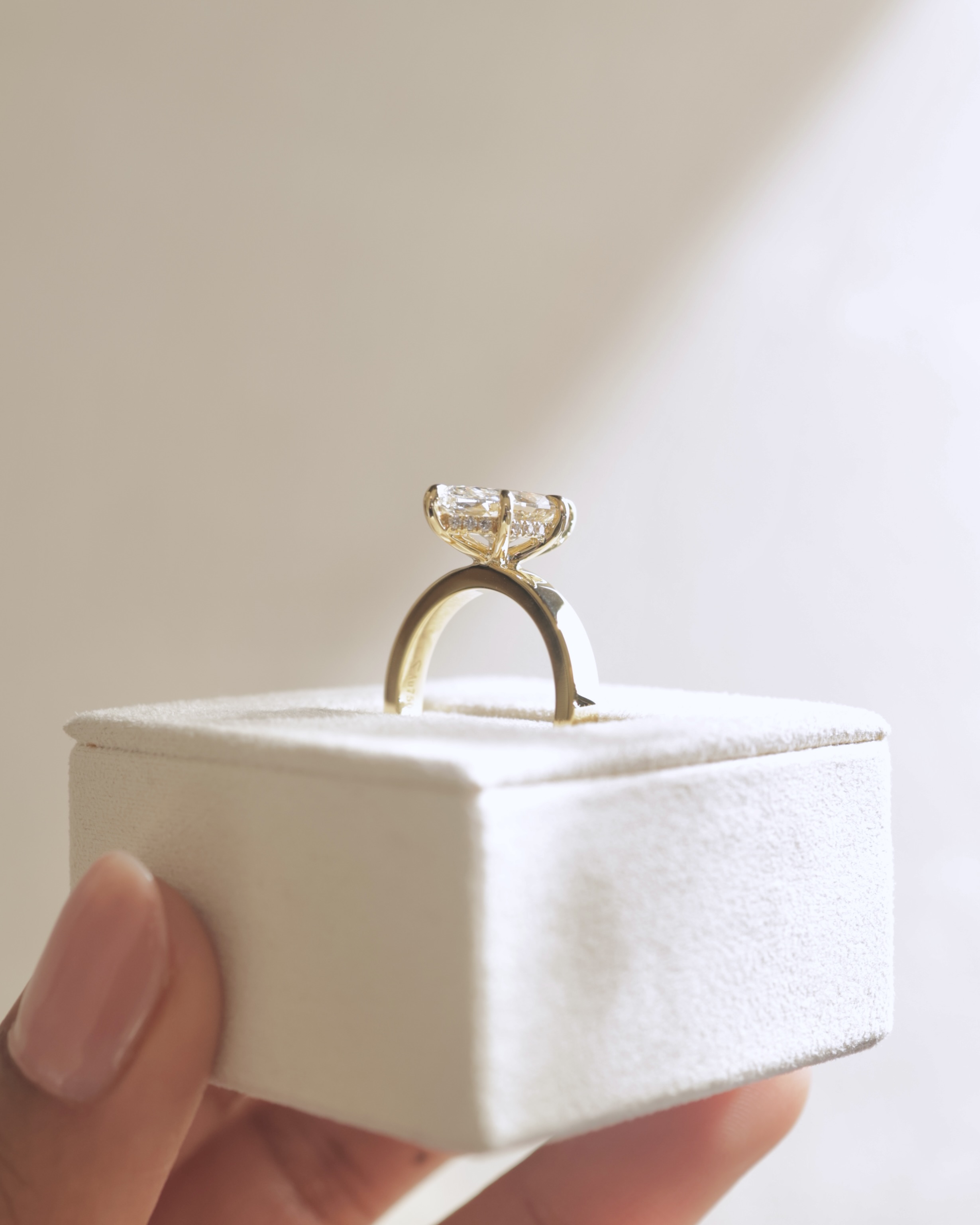 Aisha - Marquise Flat Cigar Band Solitaire with Hidden Halo Lifestyle Image