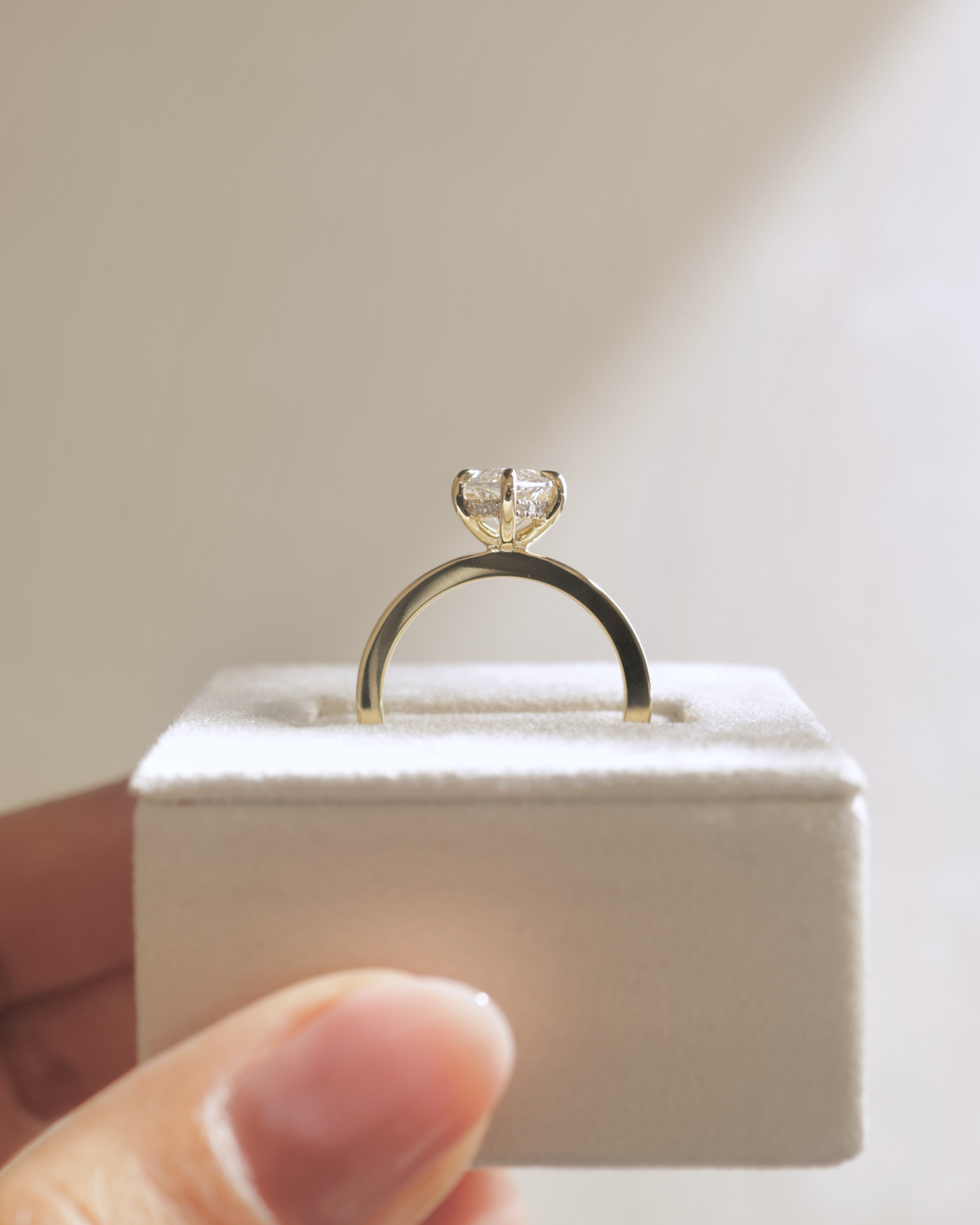 Aisha - Marquise Flat Cigar Band Solitaire with Hidden Halo Lifestyle Image