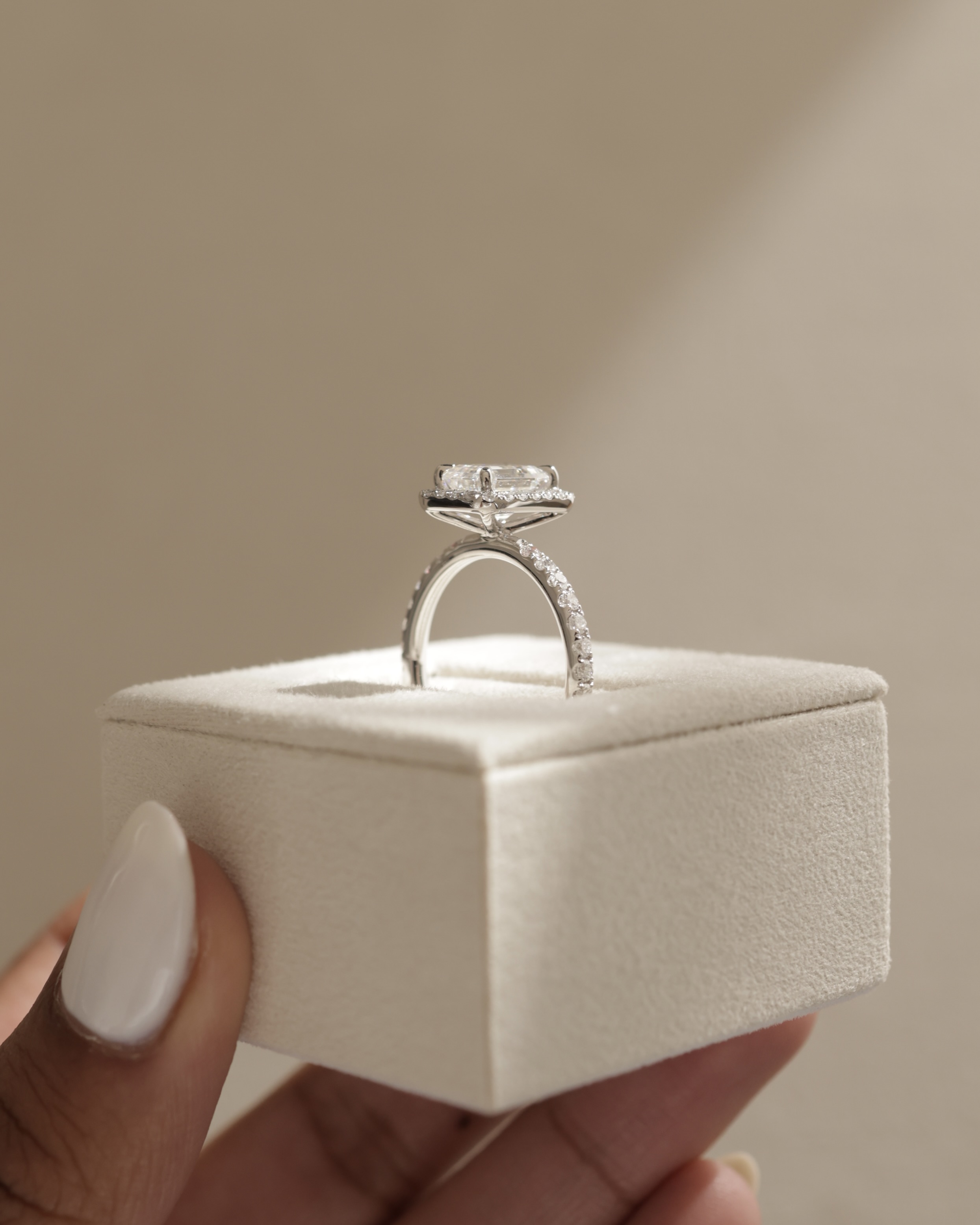 Analyce  Emerald Halo with Pave Lifestyle Image