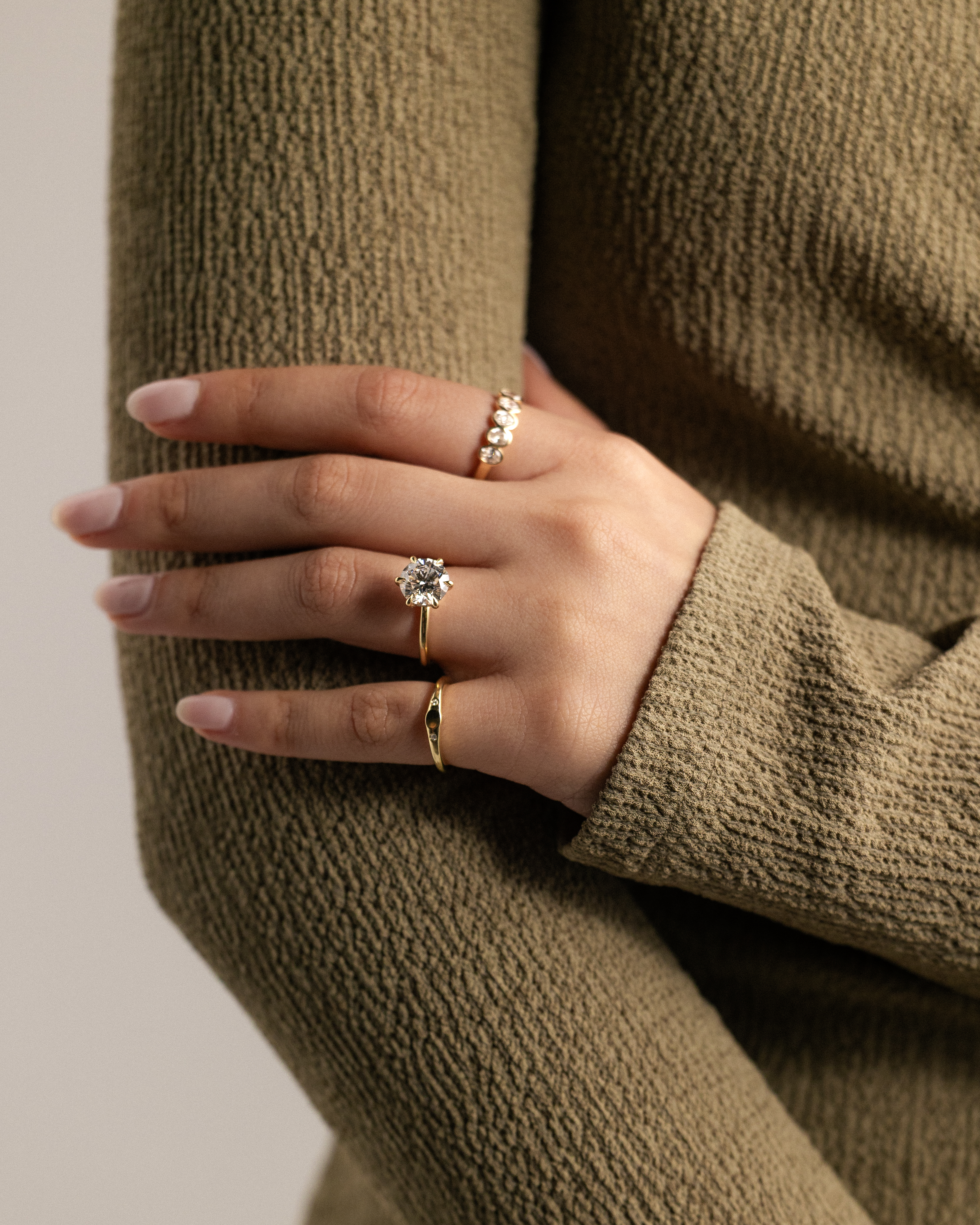 Anna  6 Claw Round Solitaire with Hidden Halo Lifestyle Image