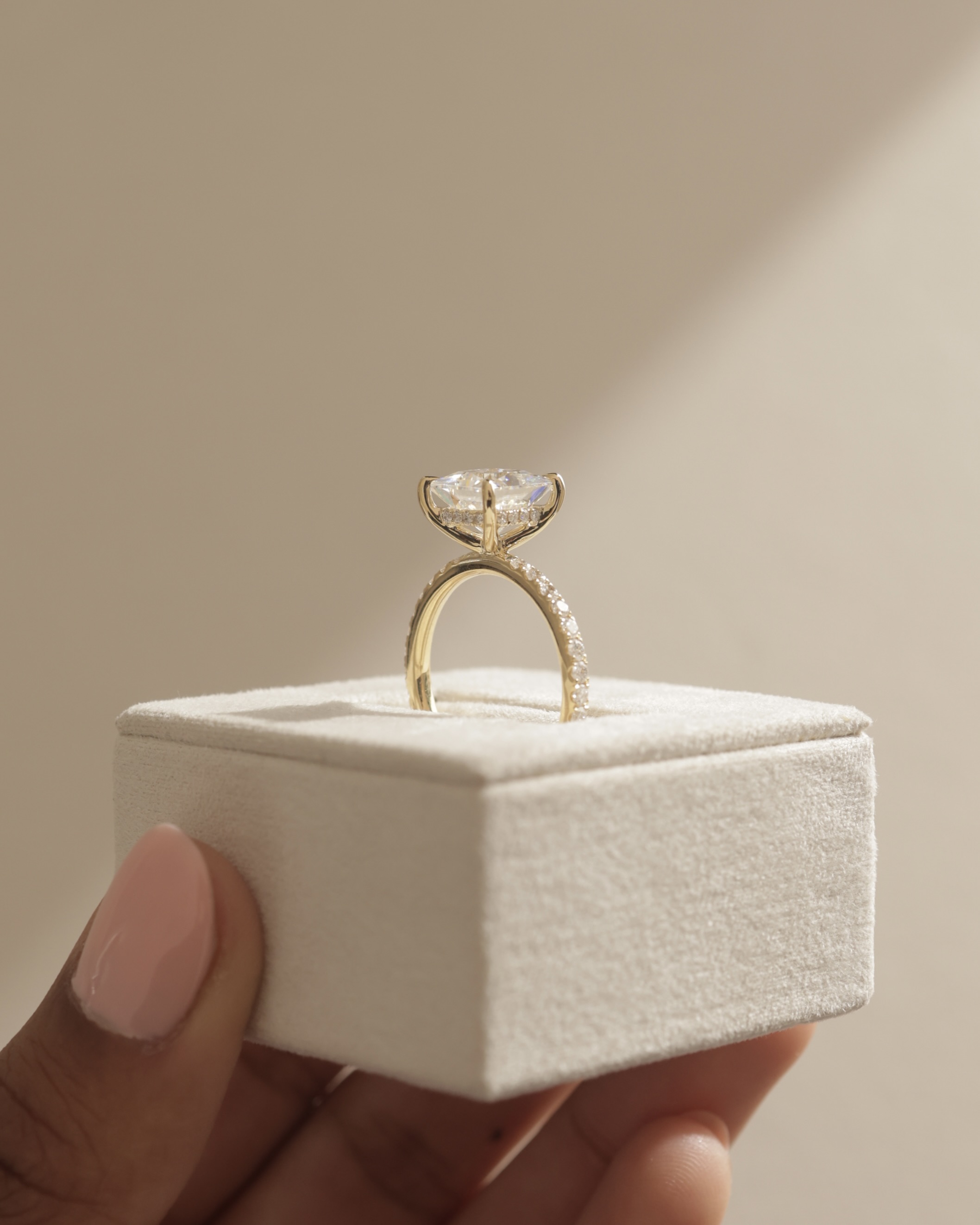 Annie  Princess Solitaire with Hidden Halo and Pave Lifestyle Image