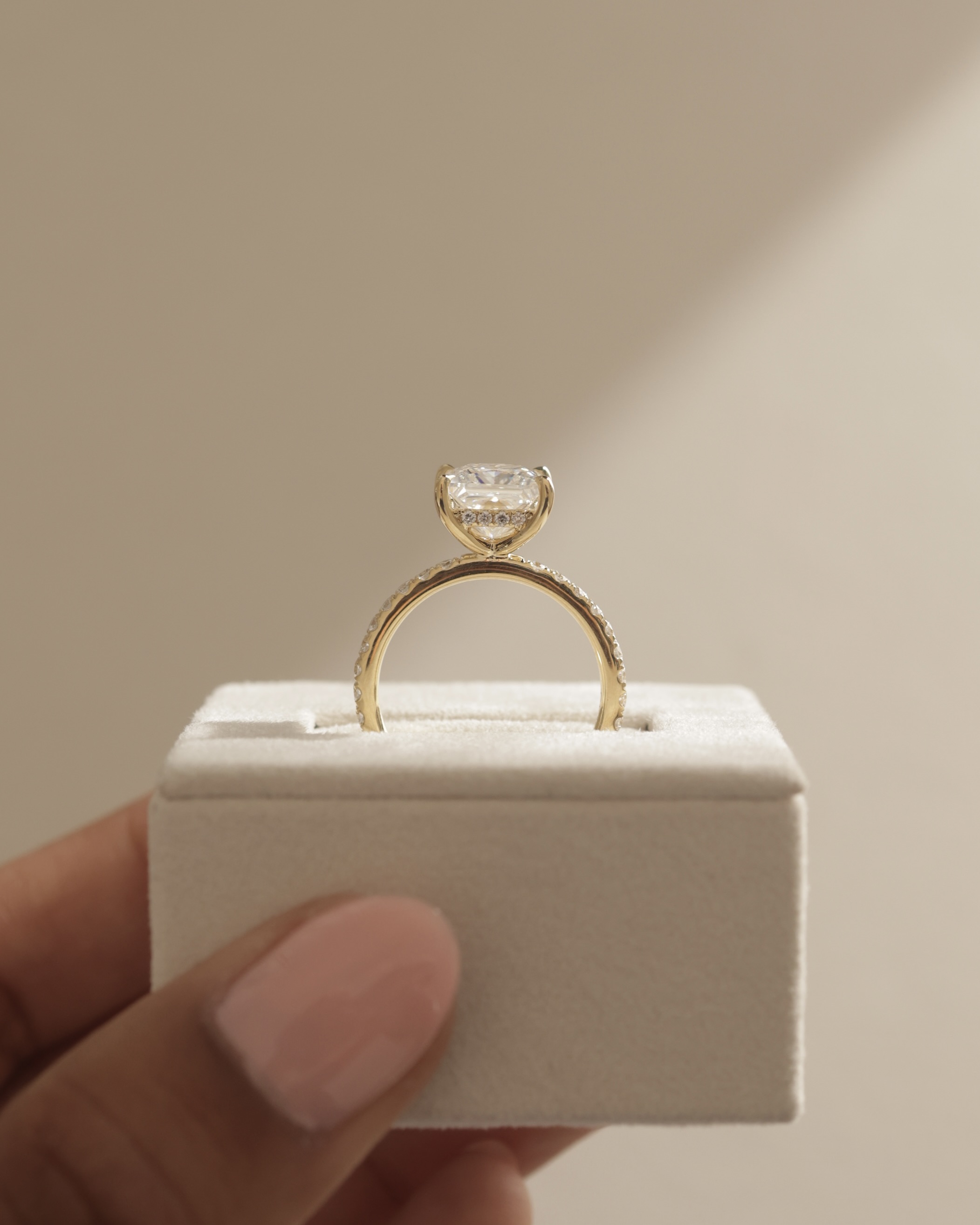 Annie  Princess Solitaire with Hidden Halo and Pave Lifestyle Image