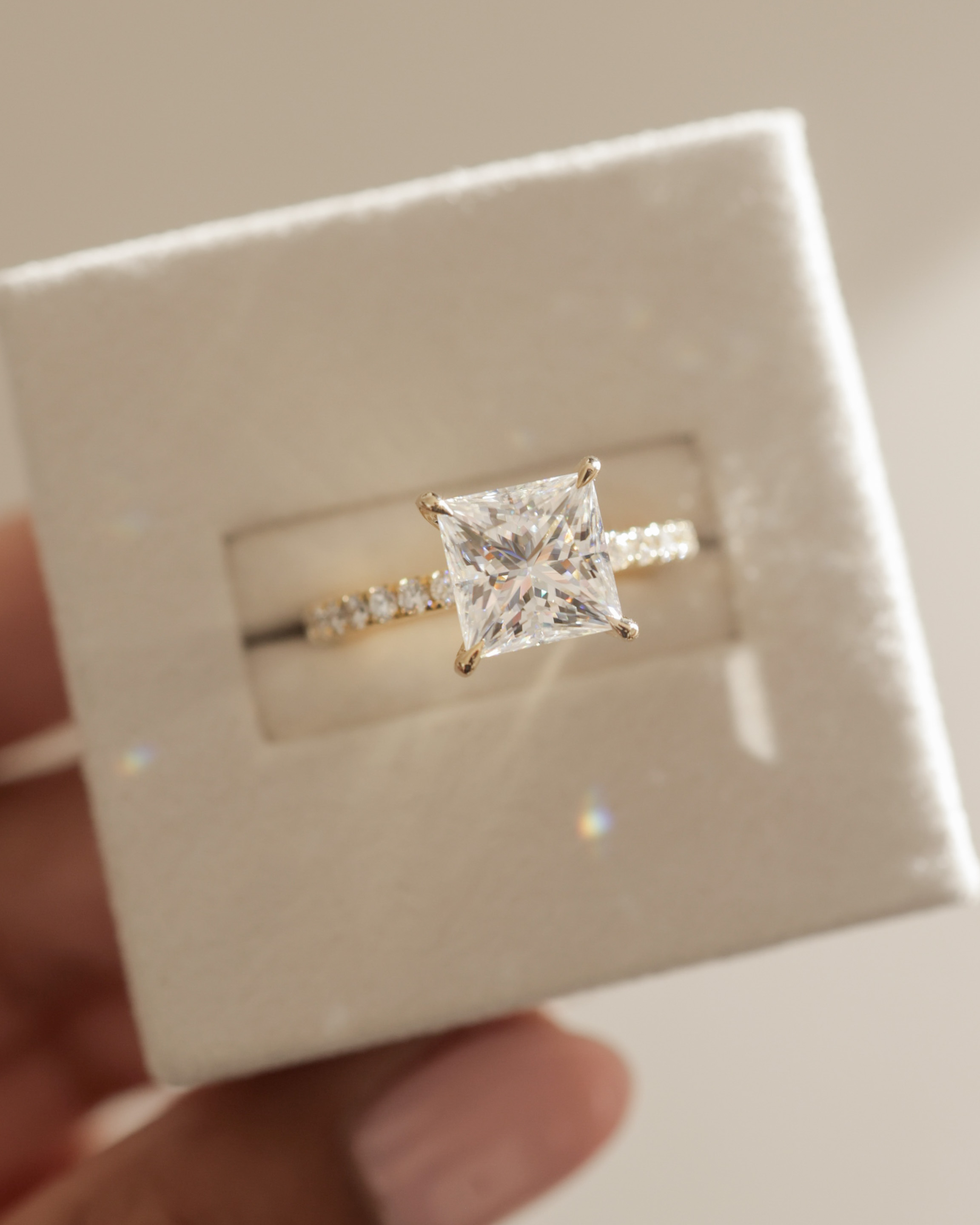 Annie  Princess Solitaire with Hidden Halo and Pave Lifestyle Image