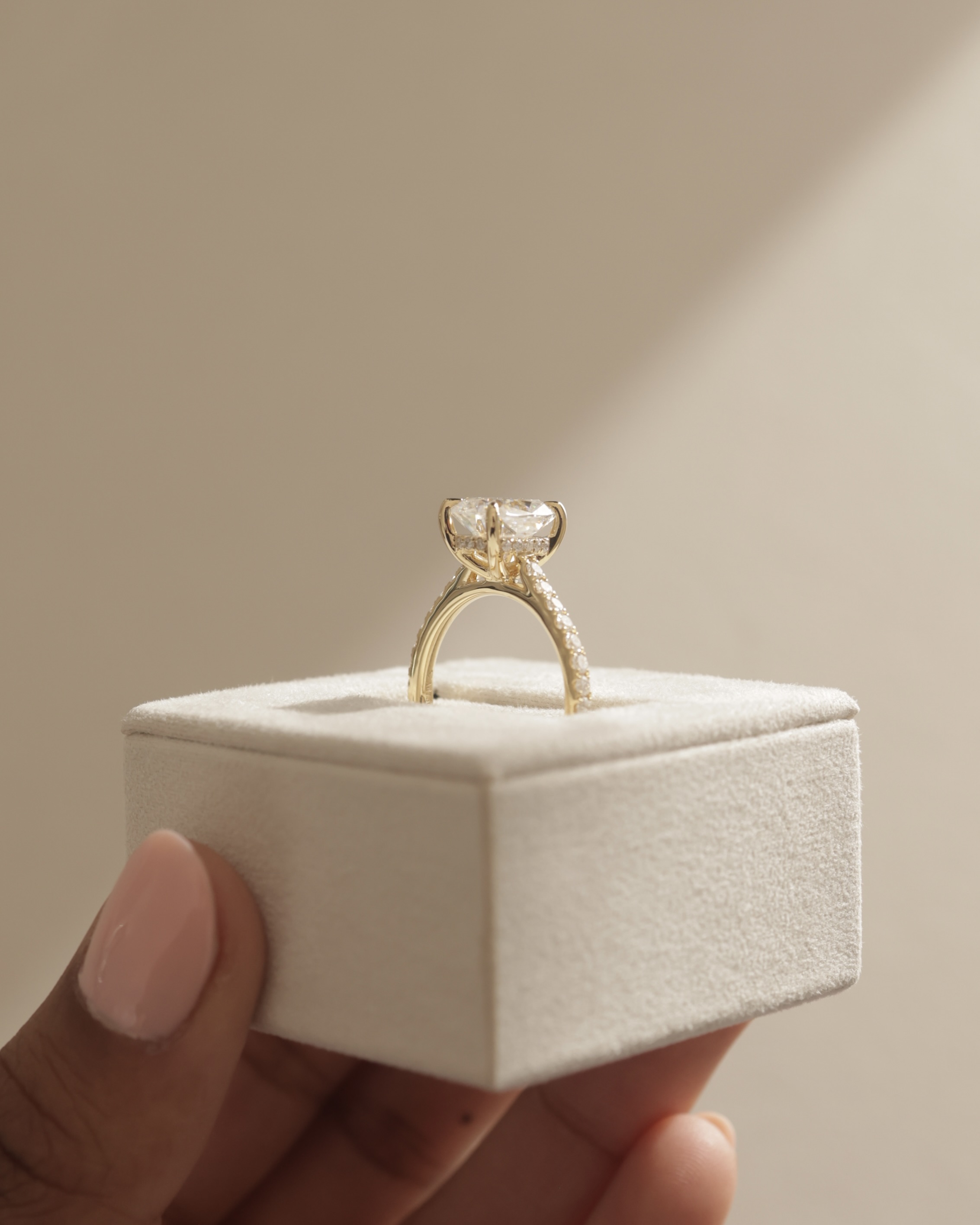 Annika - Elongated Cushion Cut with Hidden Halo Lifestyle Image
