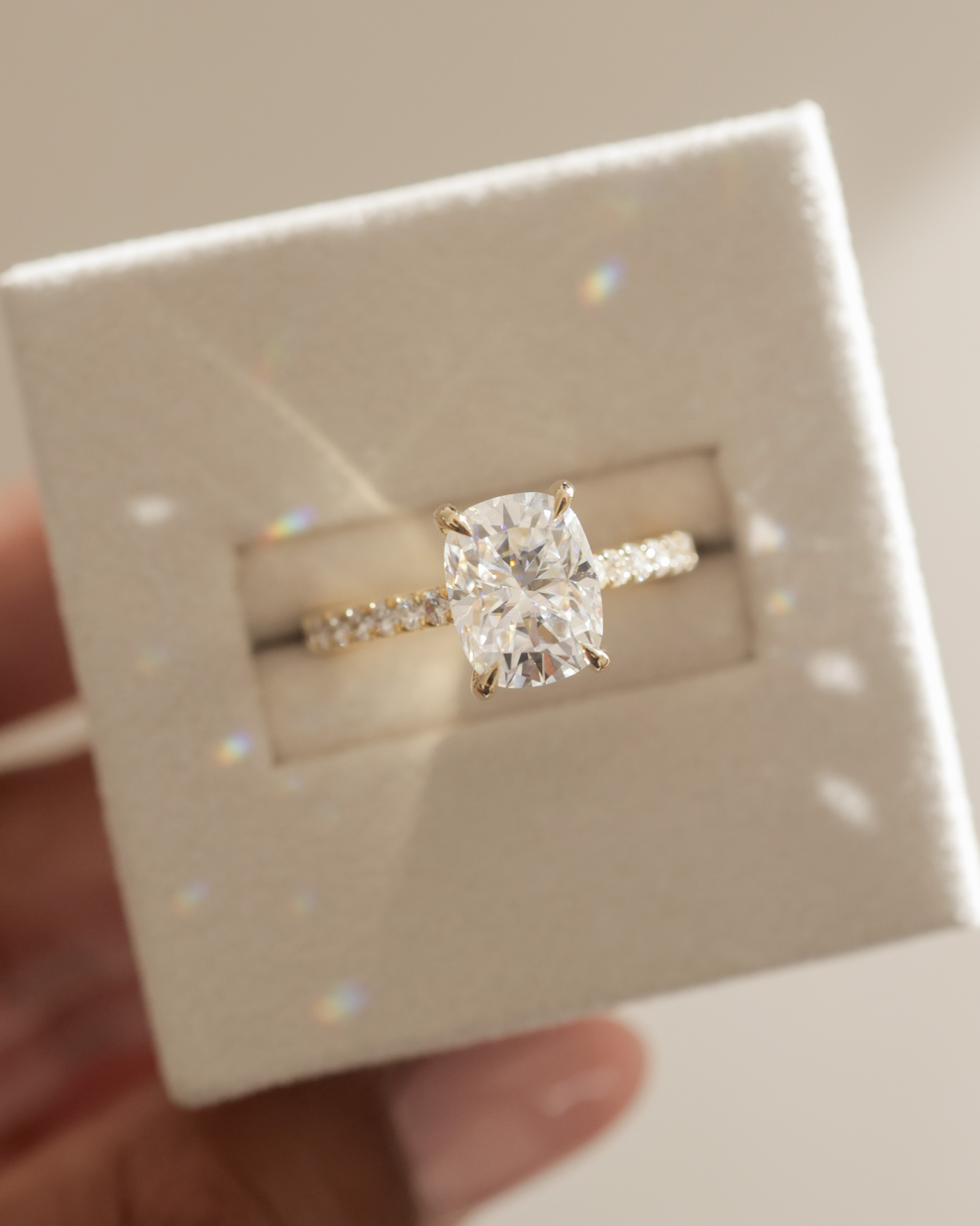 Annika - Elongated Cushion Cut with Hidden Halo Lifestyle Image