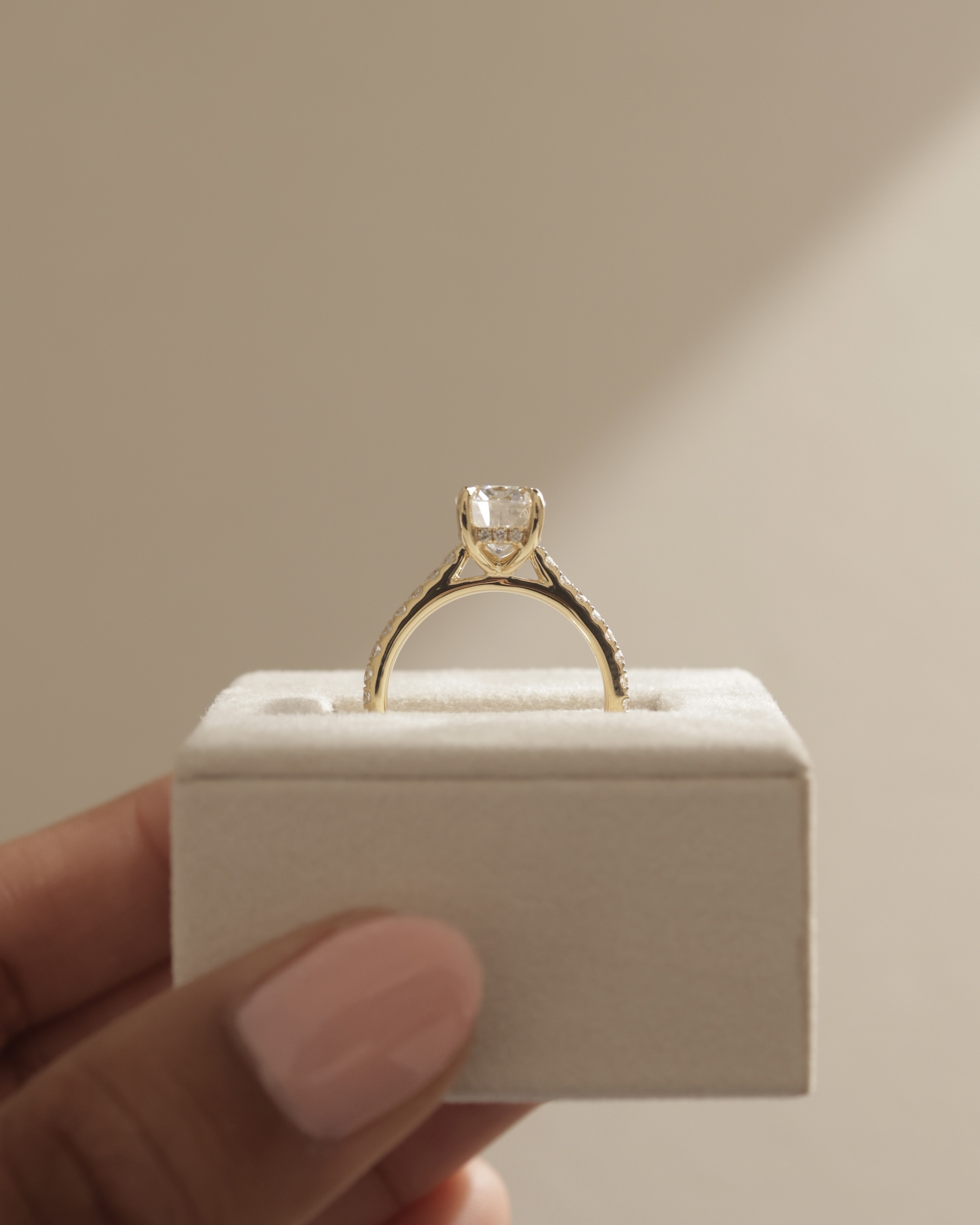 Annika - Elongated Cushion Cut with Hidden Halo Lifestyle Image